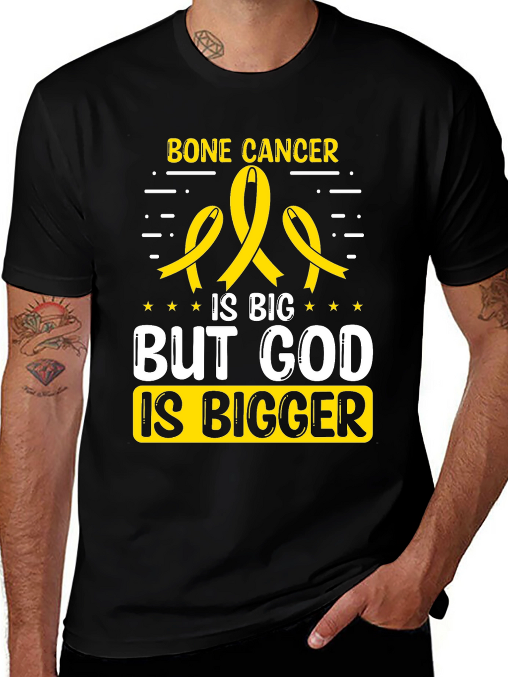 Bone Cancer Awareness T-Shirt - God is Bigger