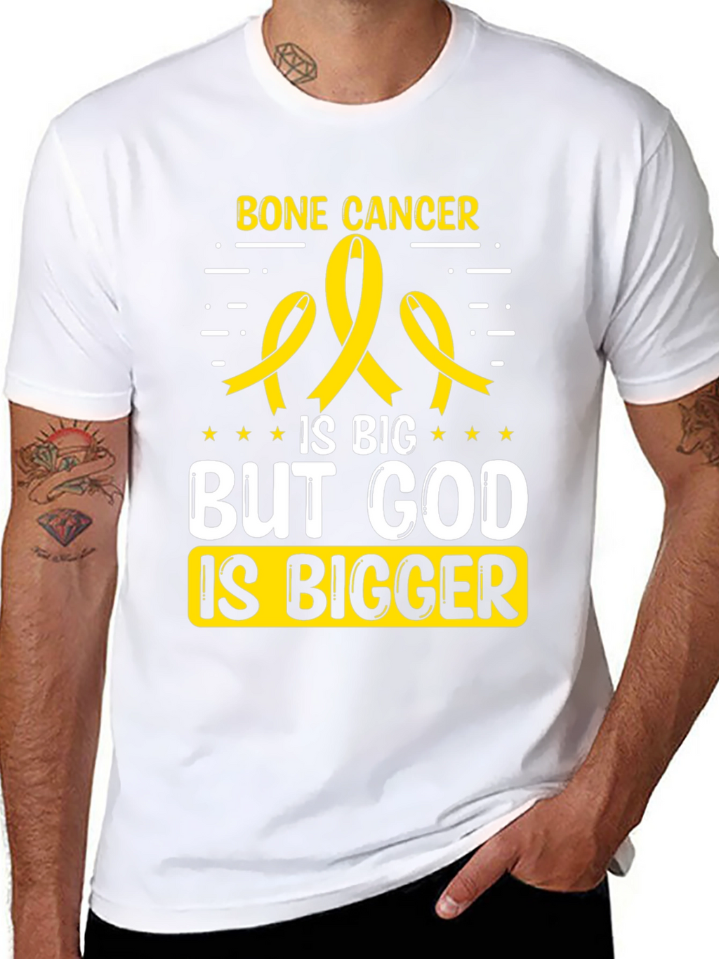 Bone Cancer Awareness T-Shirt - God is Bigger