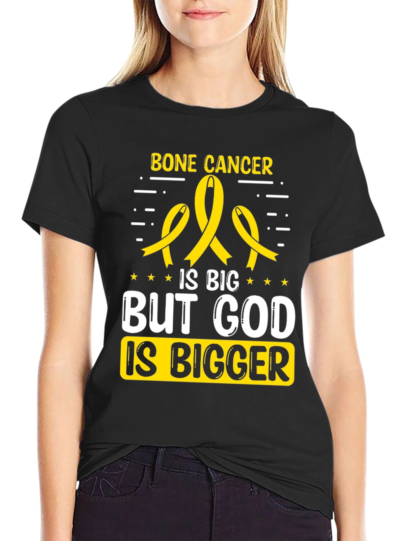 Bone Cancer Awareness T-Shirt - God is Bigger