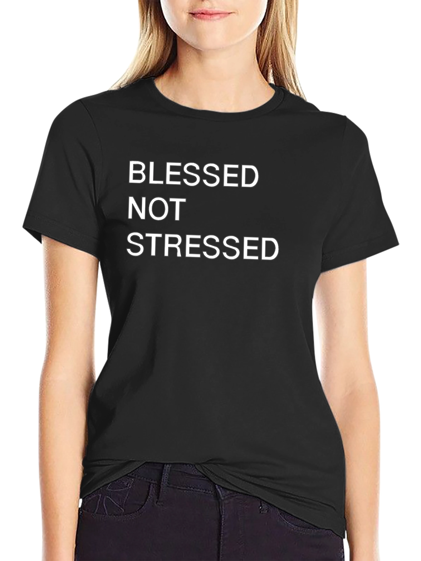 Blessed Not Stressed Black T-Shirt