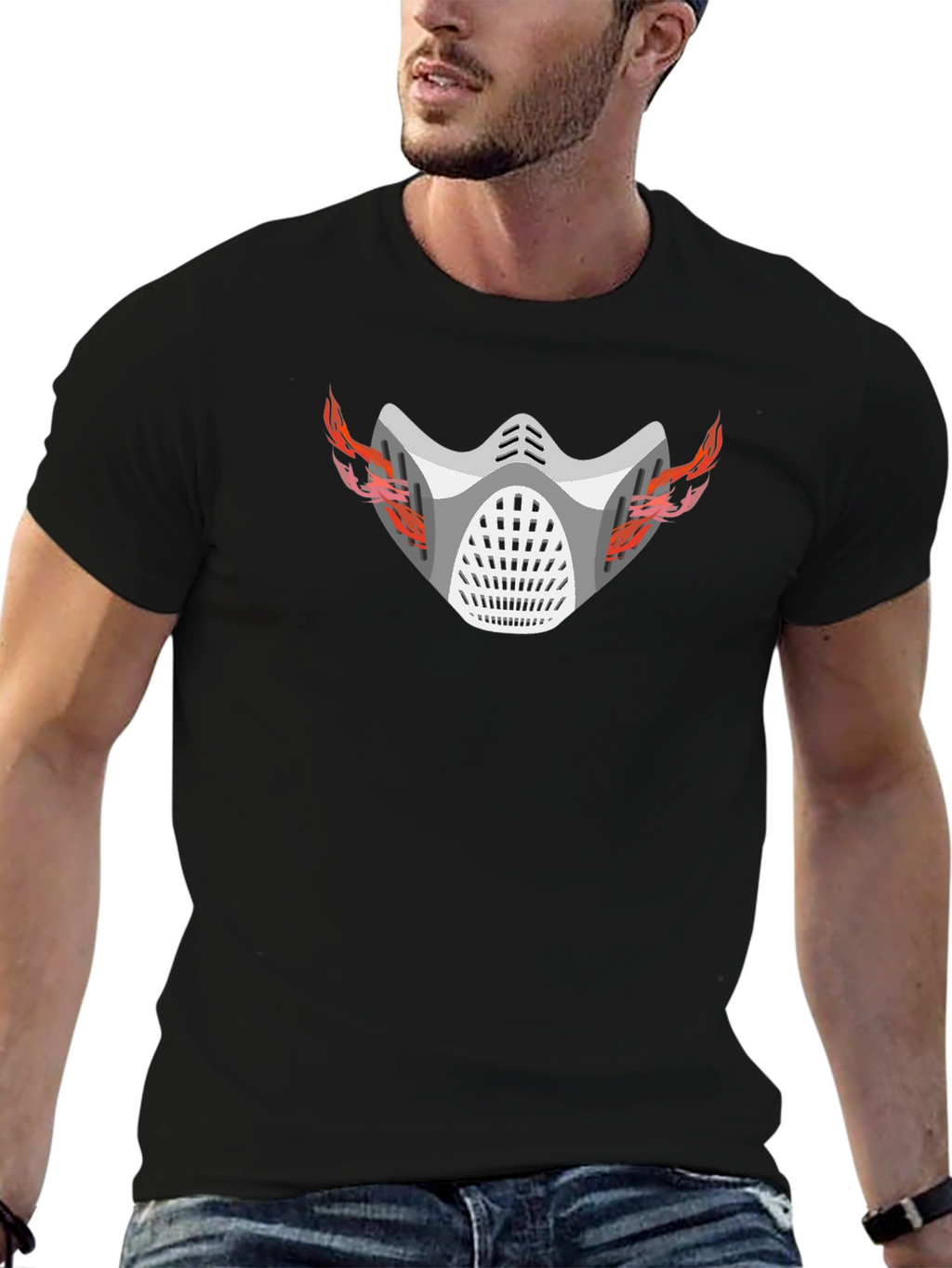 Flaming Mask Graphic T-Shirt