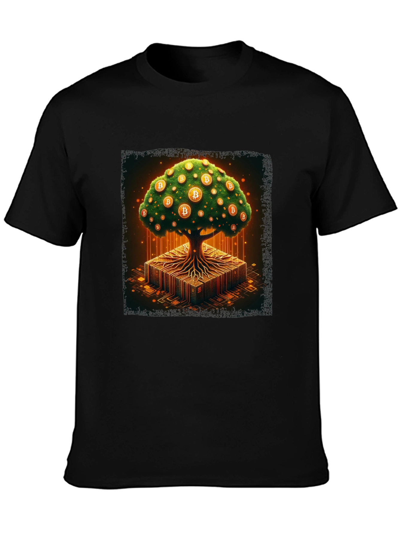 Bitcoin Tree Black T-Shirt - Crypto Lover