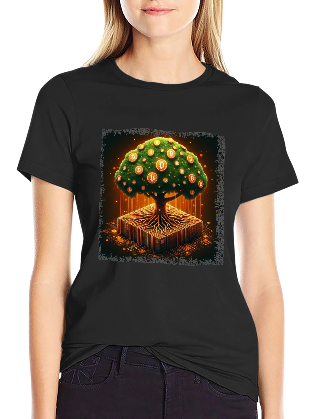 Bitcoin Tree Black T-Shirt - Crypto Lover