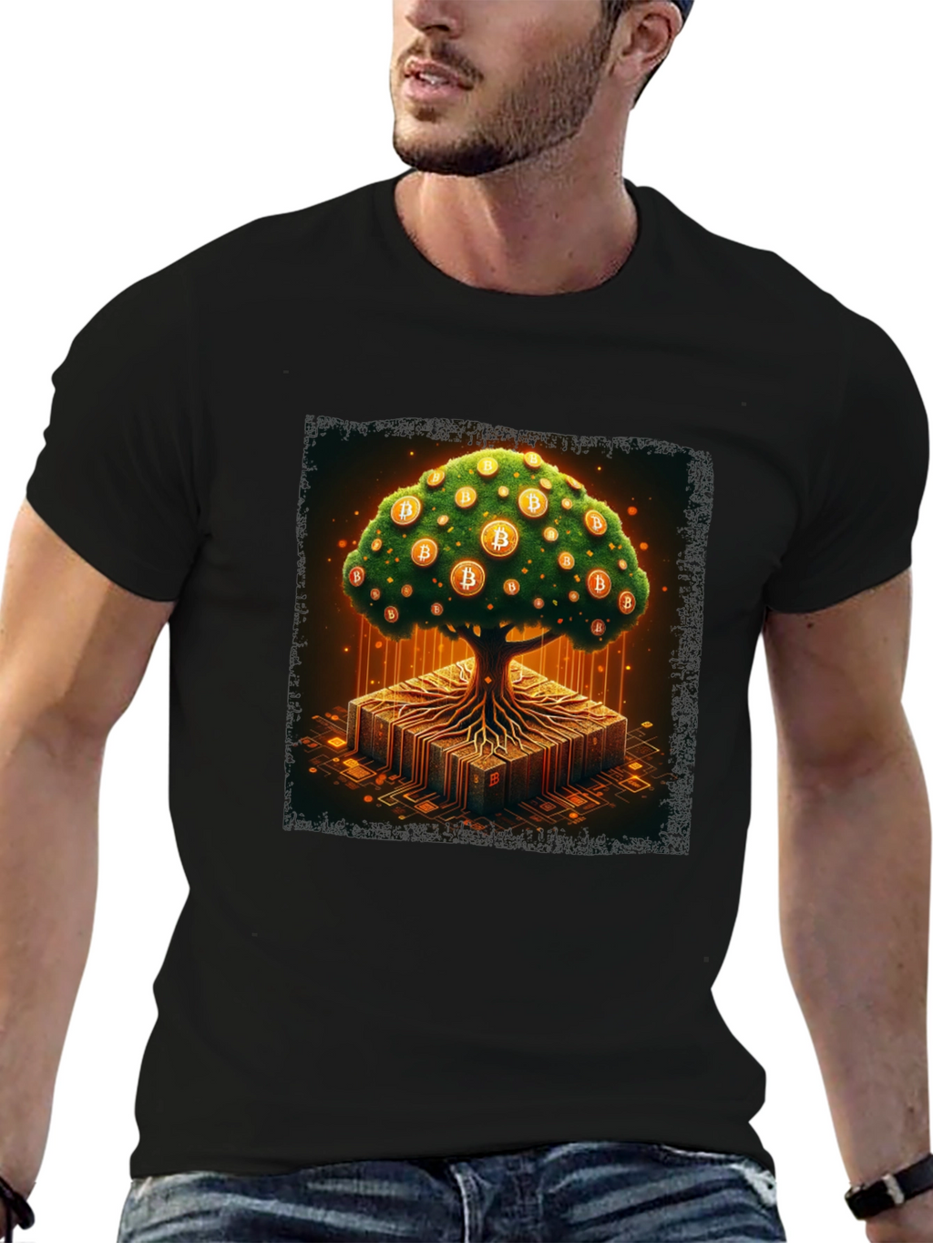 Bitcoin Tree Black T-Shirt - Crypto Lover