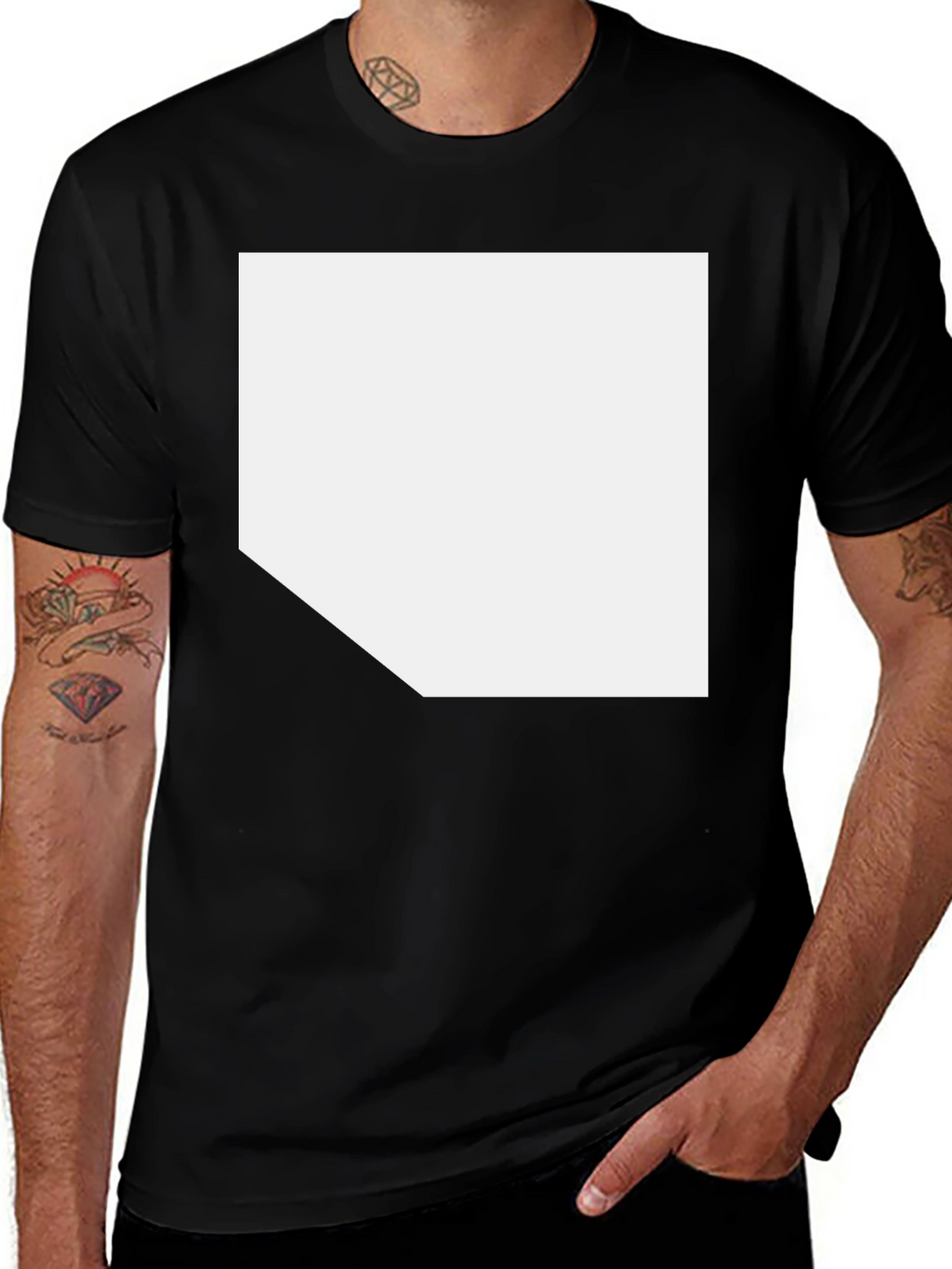 Mens Black Casual T-Shirt with Custom Print Area
