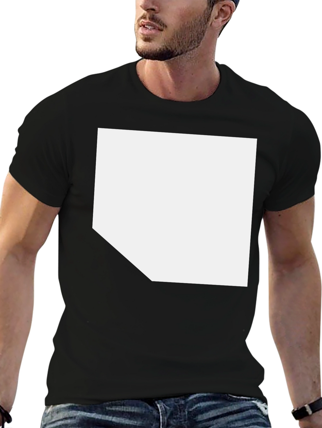 Mens Black Casual T-Shirt with Custom Print Area