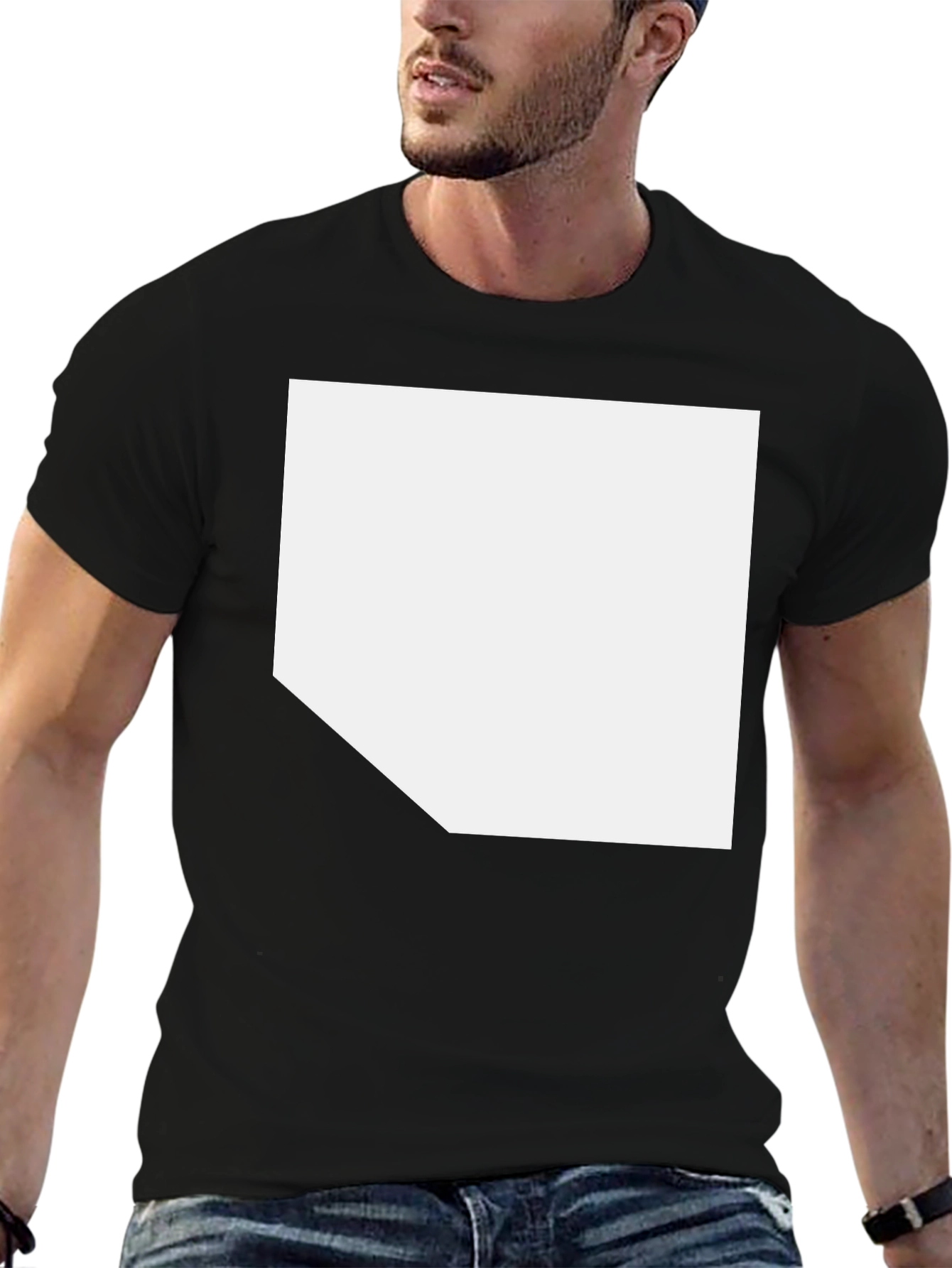 Mens Black Casual T-Shirt with Custom Print Area