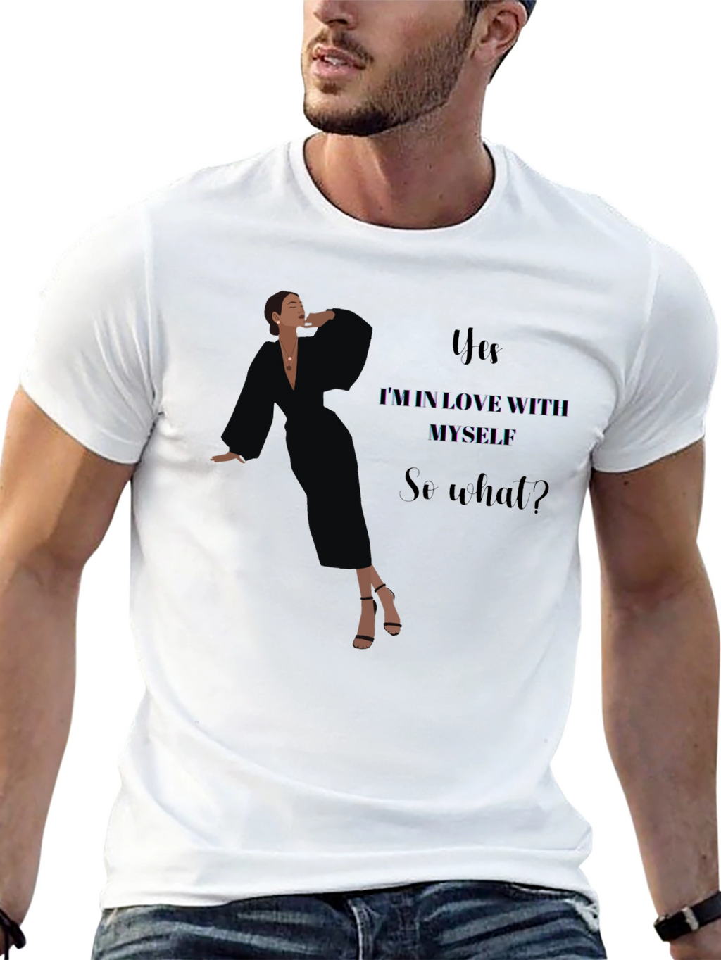 Yes Im In Love With Myself Black Graphic Tee