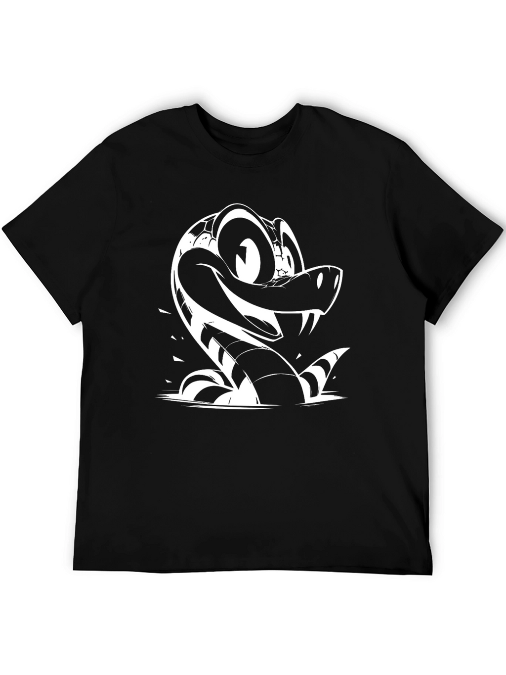 Cartoon Snake Graphic Tee - Black