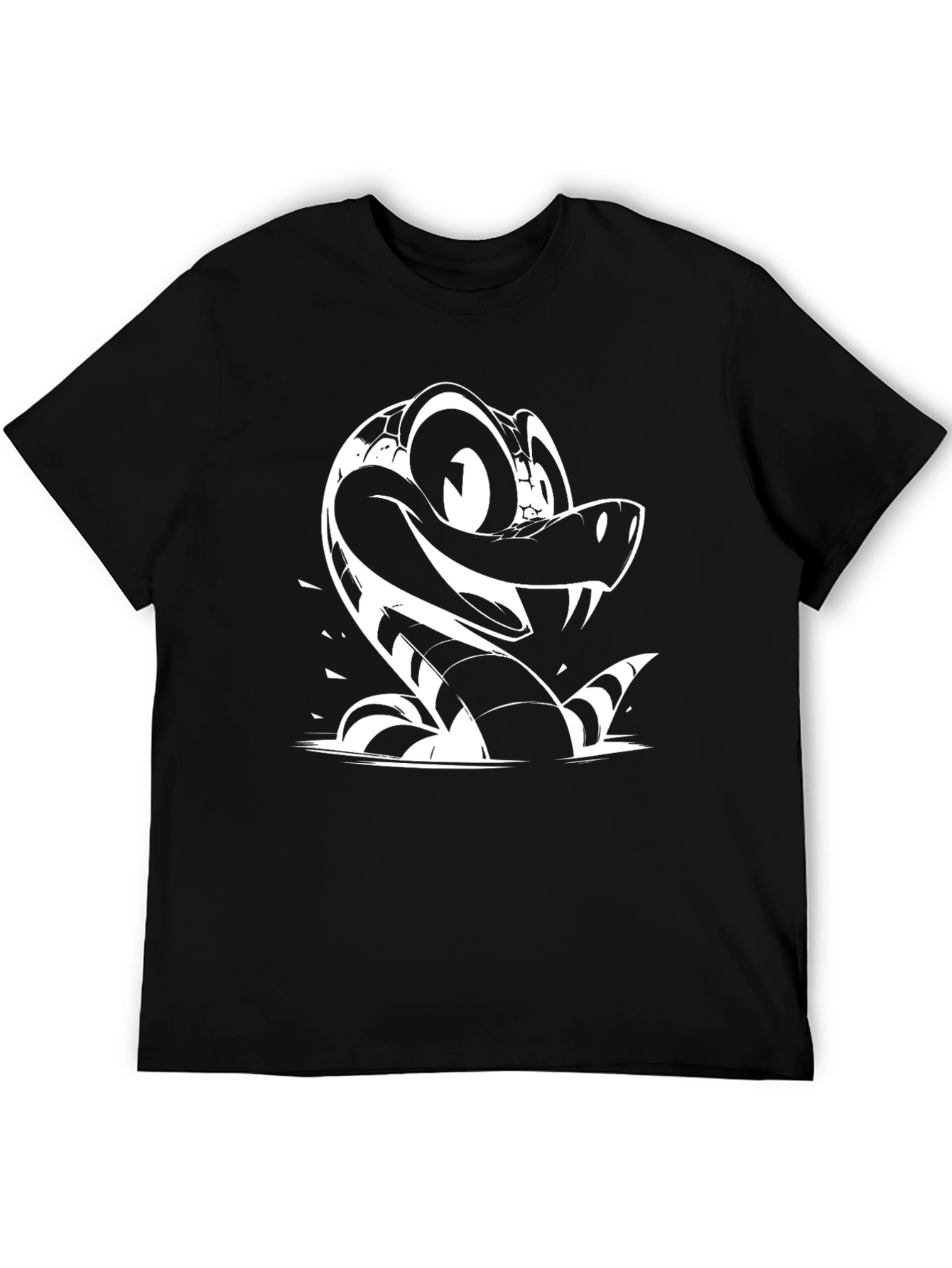 Cartoon Snake Graphic Tee - Black