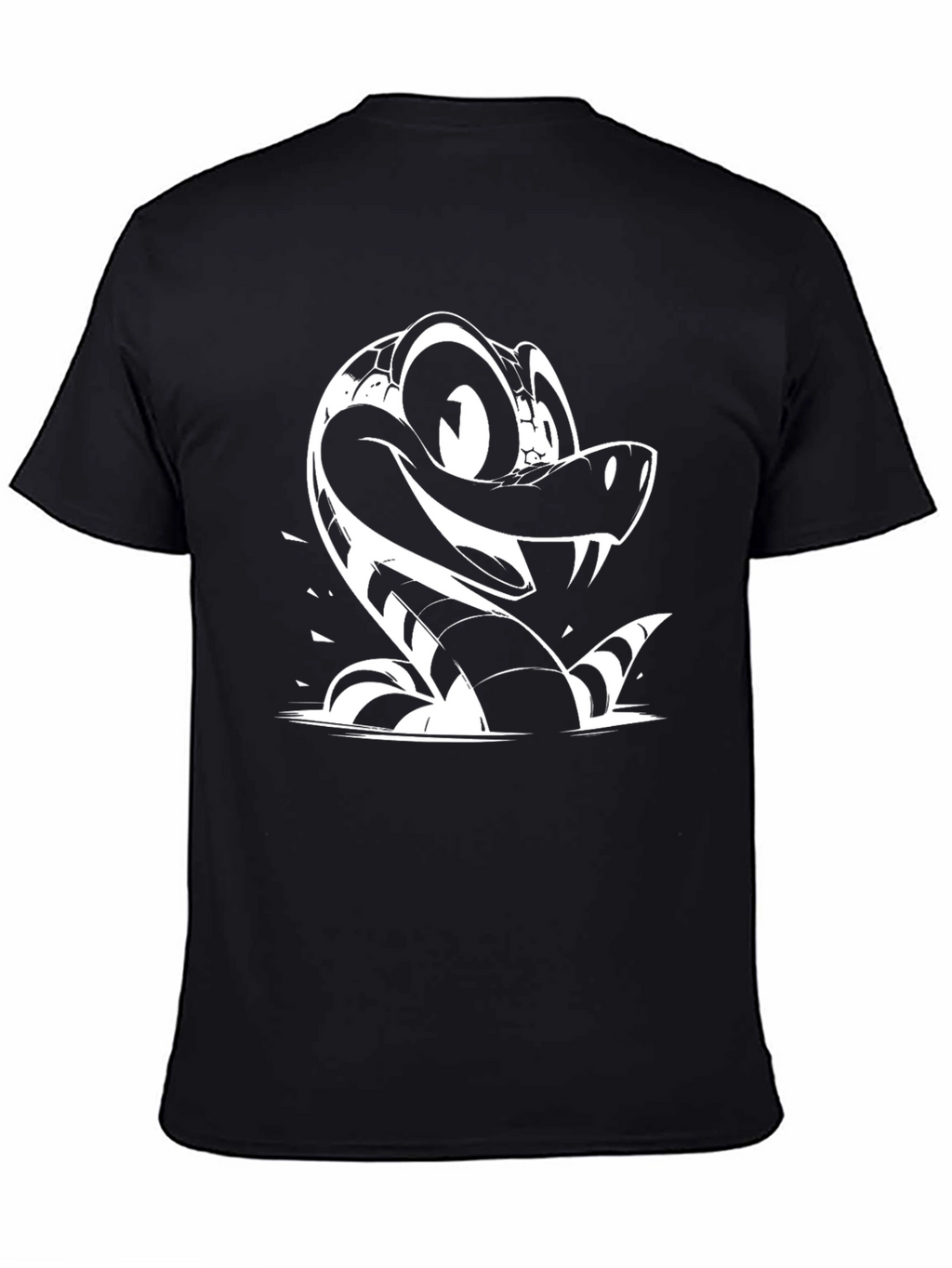 Cartoon Snake Graphic Tee - Black