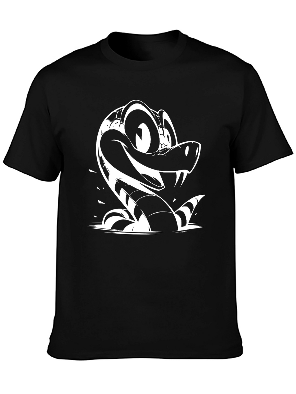 Cartoon Snake Graphic Tee - Black