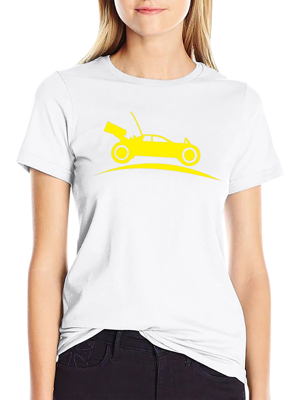 Yellow Car Graphic Black T-Shirt