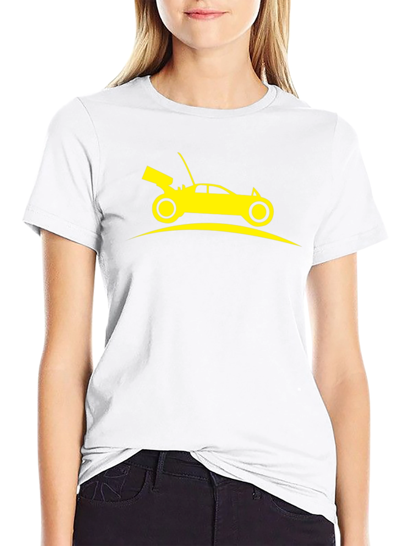 Yellow Car Graphic Black T-Shirt
