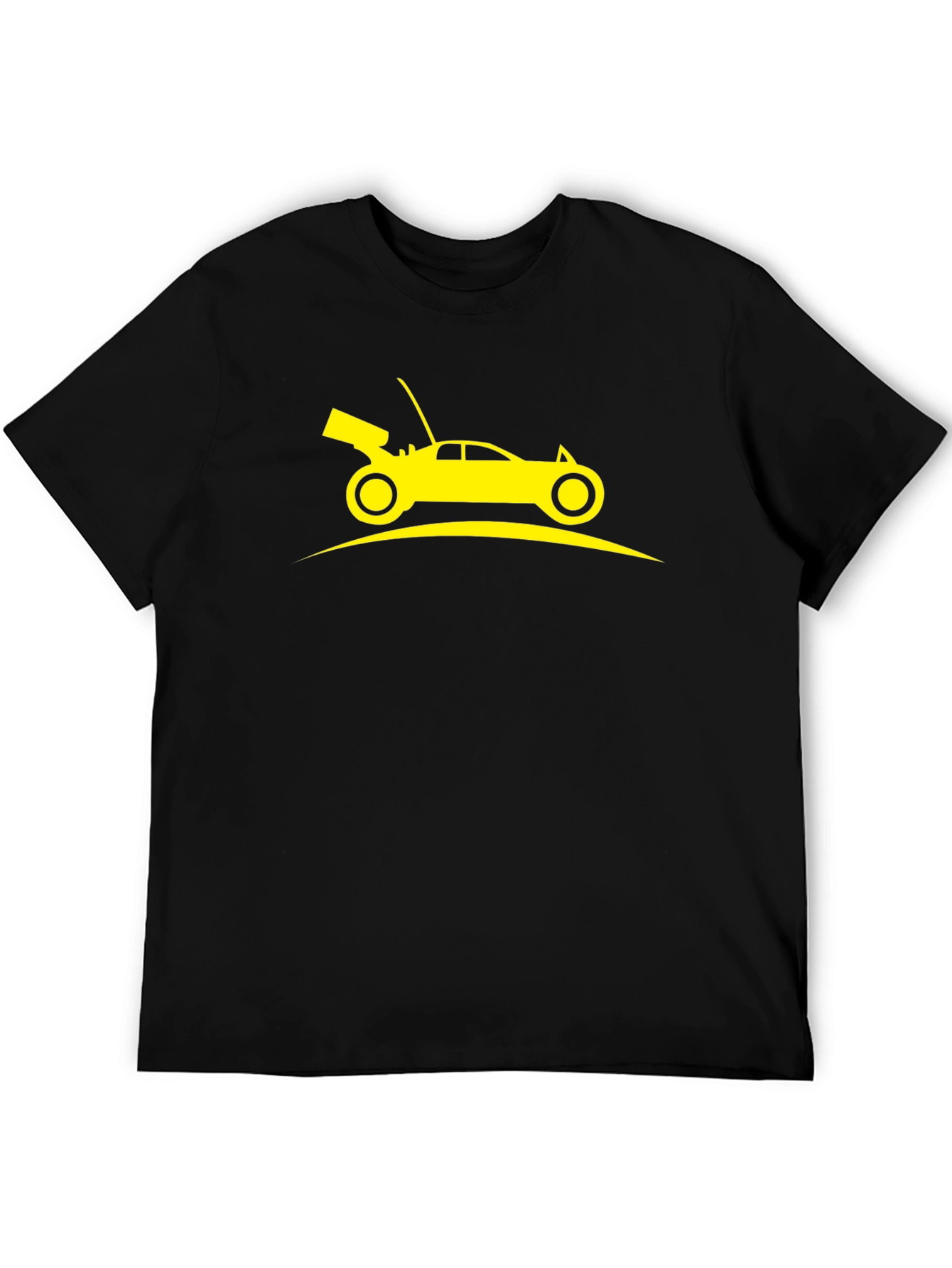 Yellow Car Graphic Black T-Shirt