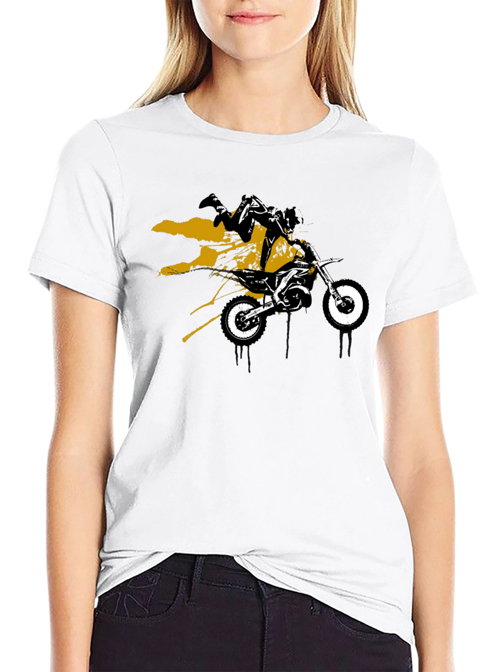Dirt Bike Rider Graphic Tee - Black Cotton T-Shirt