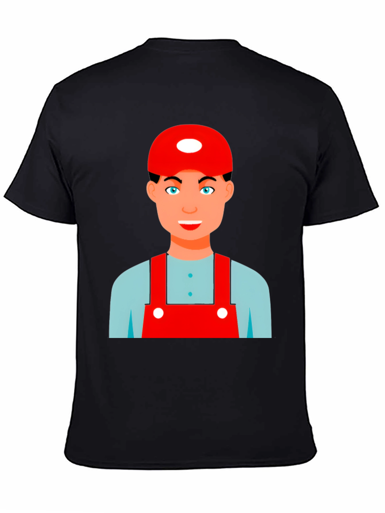 Cartoon Character Graphic Tee - Black Cotton Blend Shirt