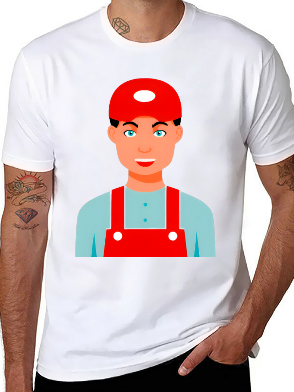 Cartoon Character Graphic Tee - Black Cotton Blend Shirt