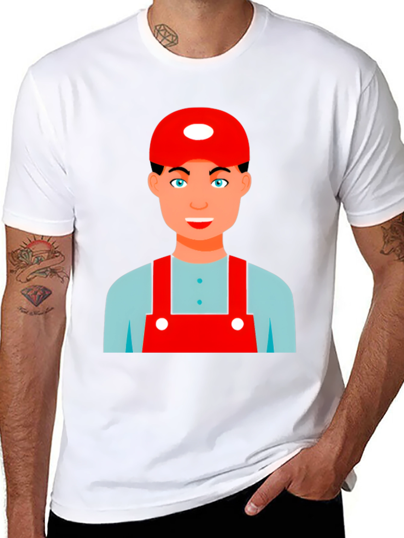 Cartoon Character Graphic Tee - Black Cotton Blend Shirt