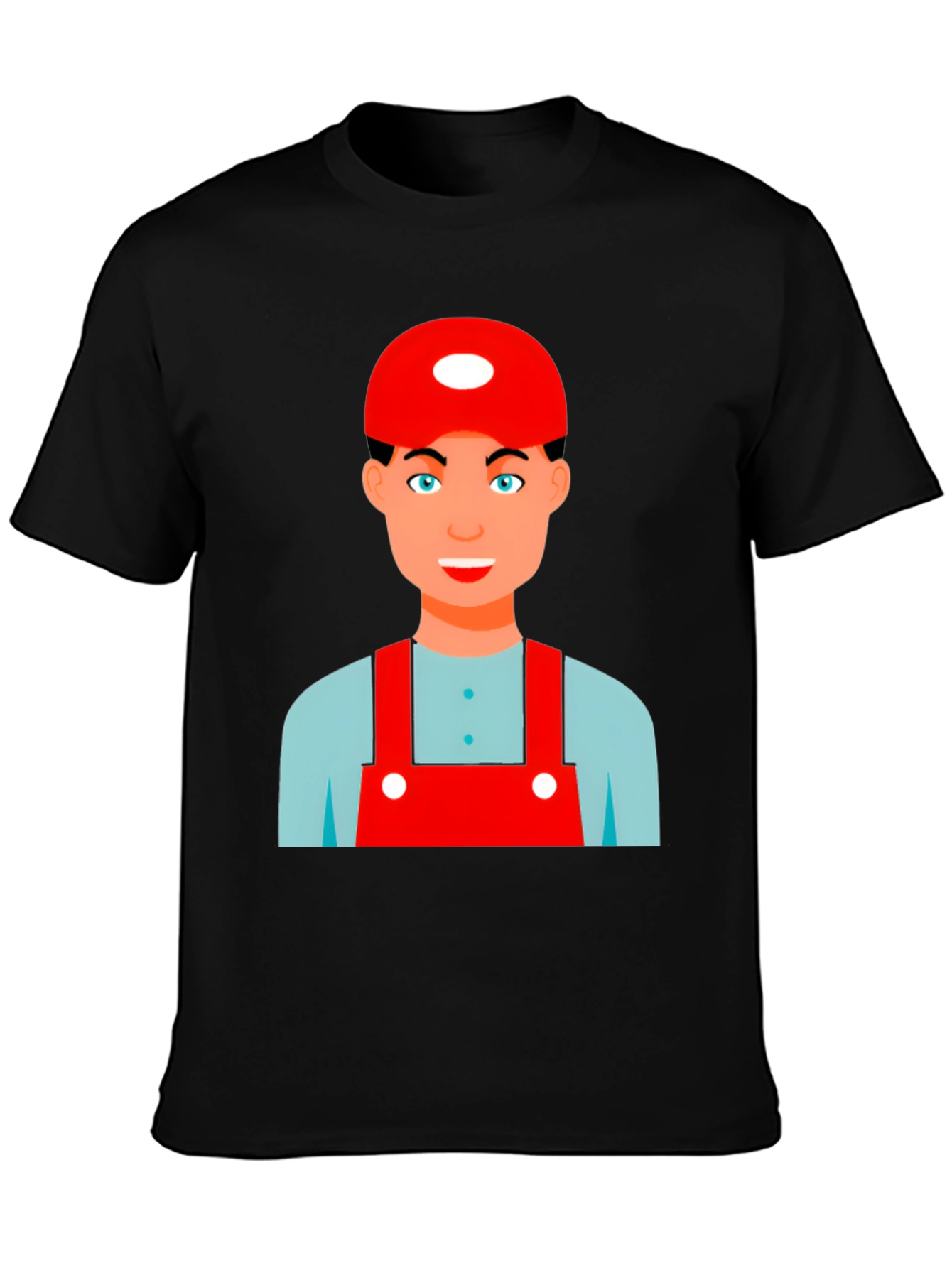 Cartoon Character Graphic Tee - Black Cotton Blend Shirt