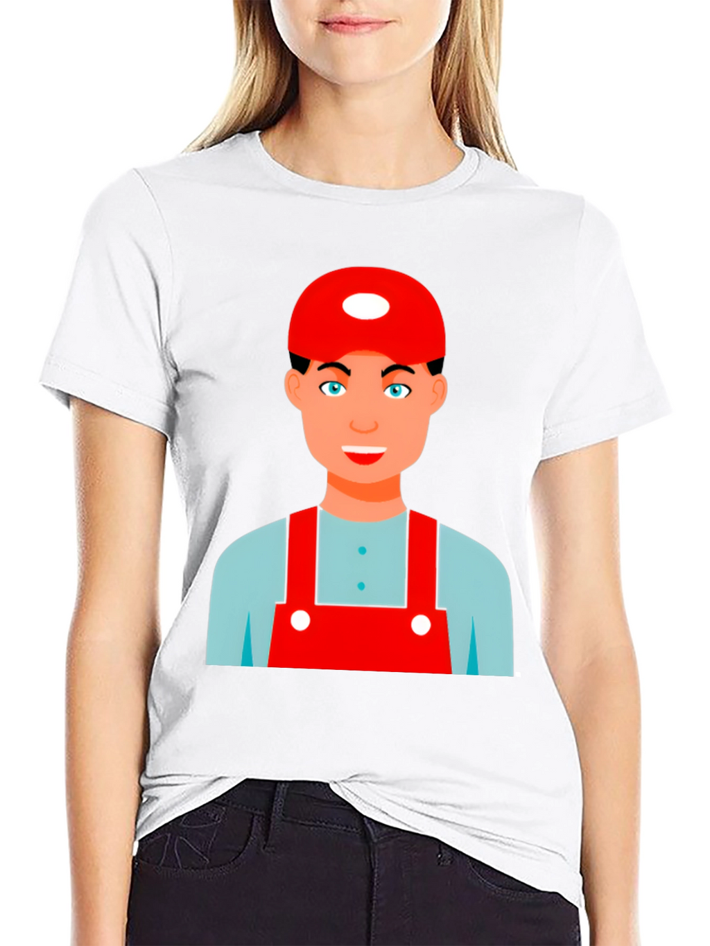 Cartoon Character Graphic Tee - Black Cotton Blend Shirt