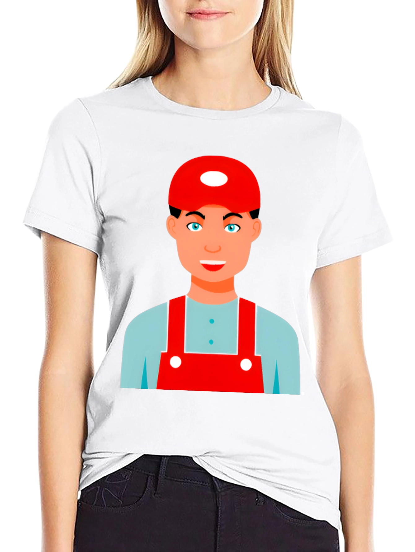 Cartoon Character Graphic Tee - Black Cotton Blend Shirt