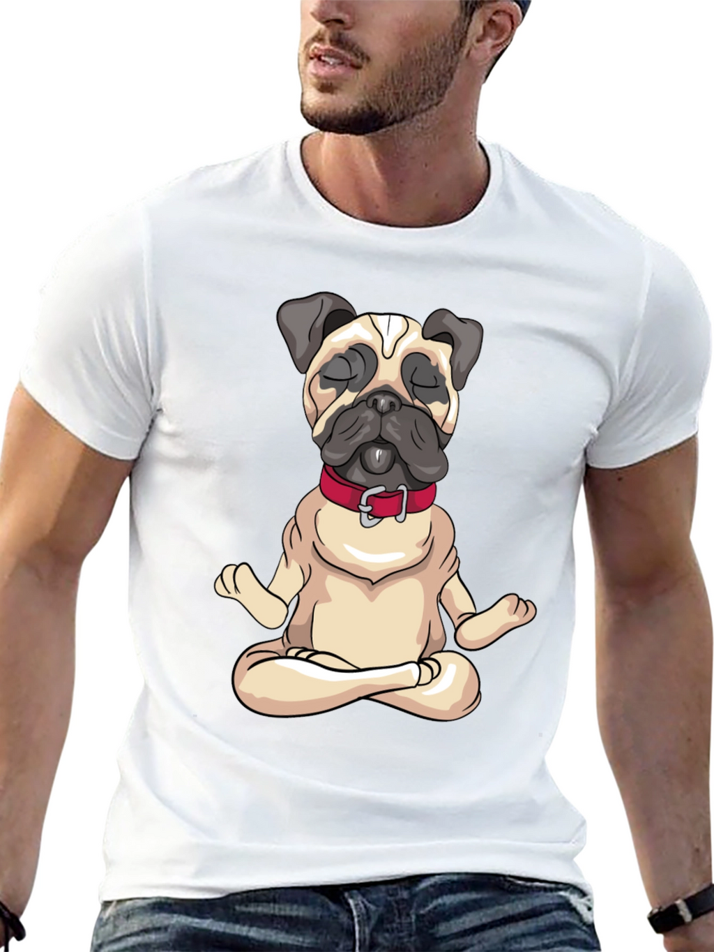 Zen Pug Black T-Shirt - Meditating Dog Graphic Tee