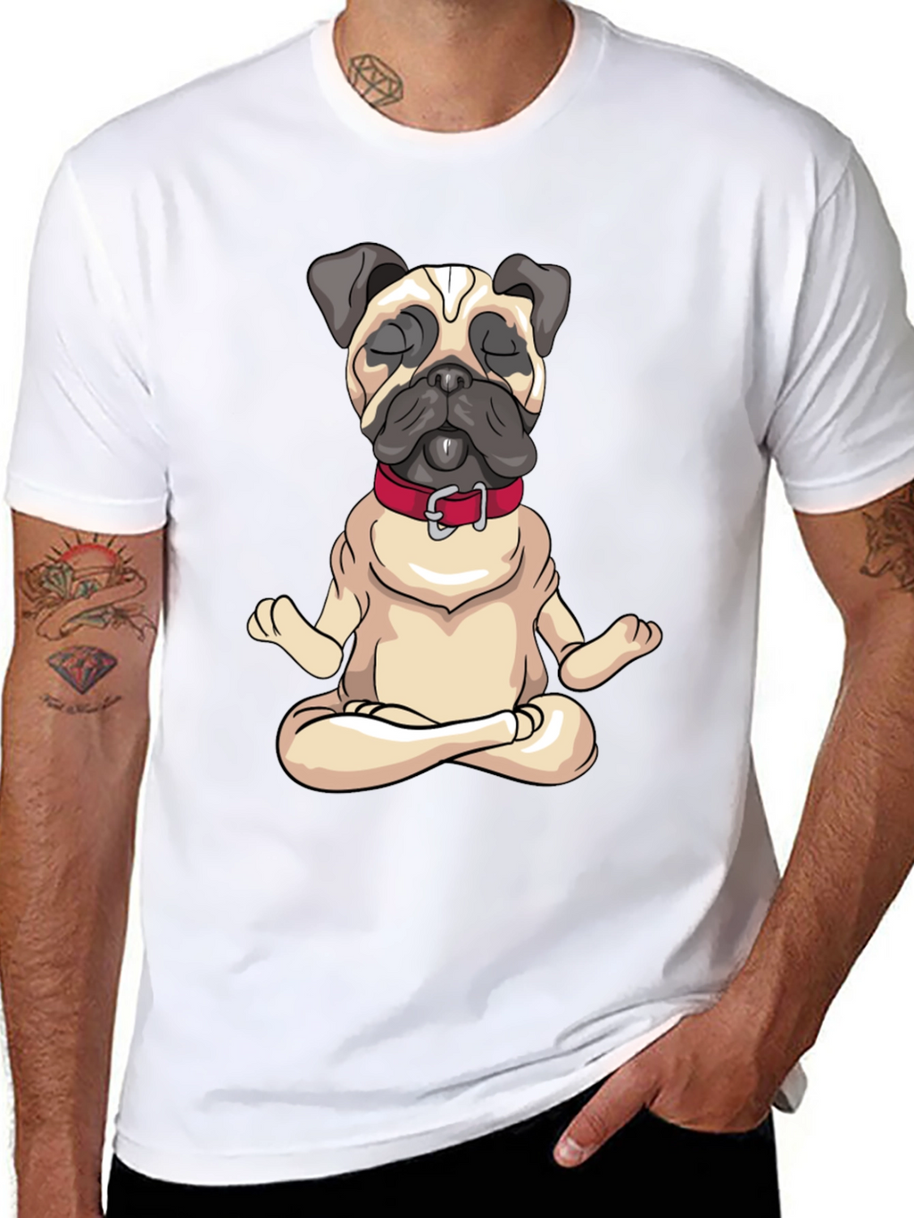 Zen Pug Black T-Shirt - Meditating Dog Graphic Tee