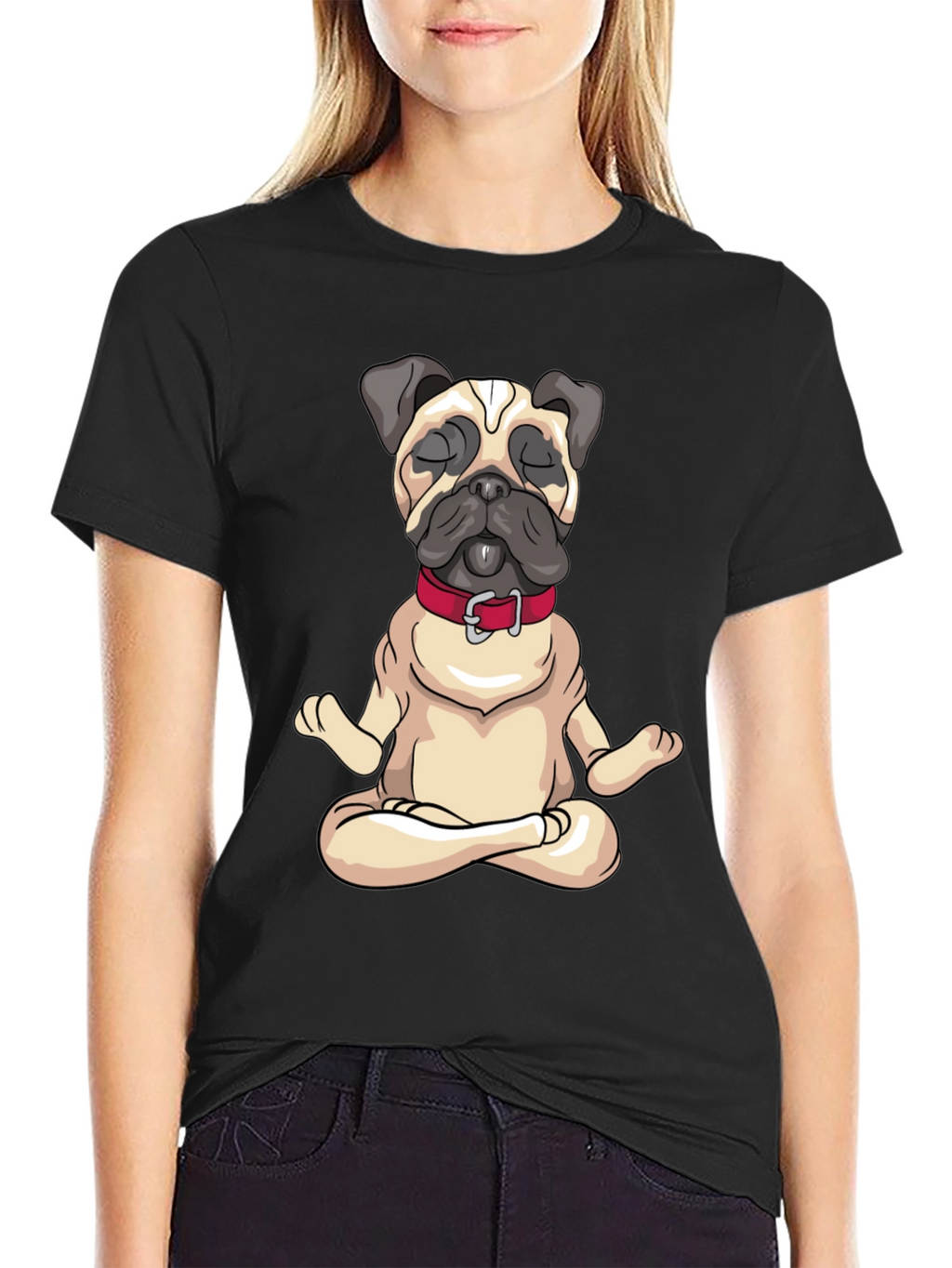 Zen Pug Black T-Shirt - Meditating Dog Graphic Tee