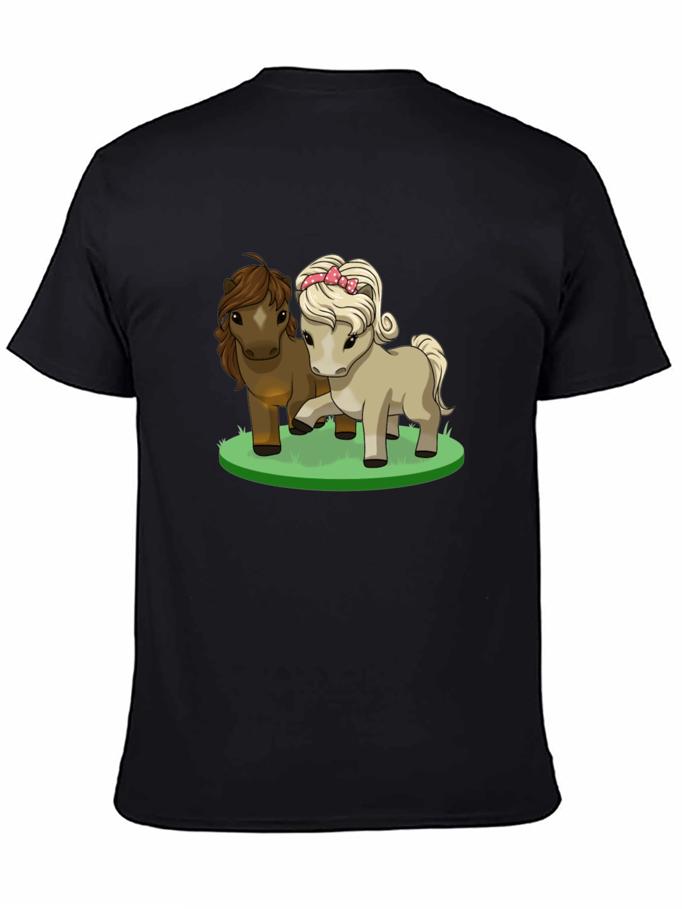 Cute Pony Cartoon Black T-Shirt