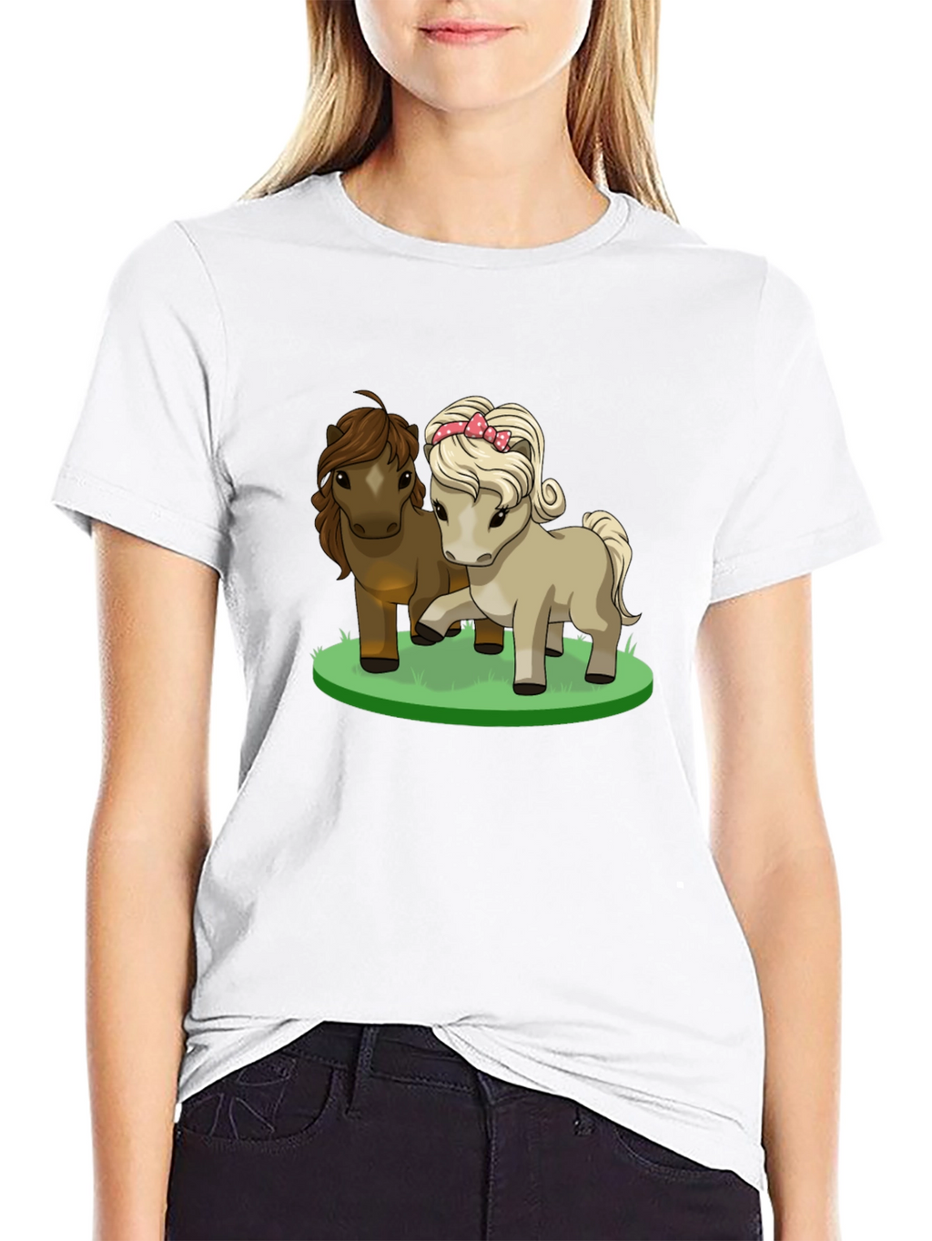 Cute Pony Cartoon Black T-Shirt