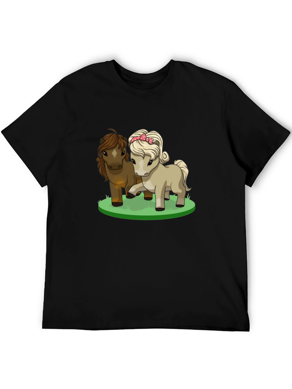 Cute Pony Cartoon Black T-Shirt