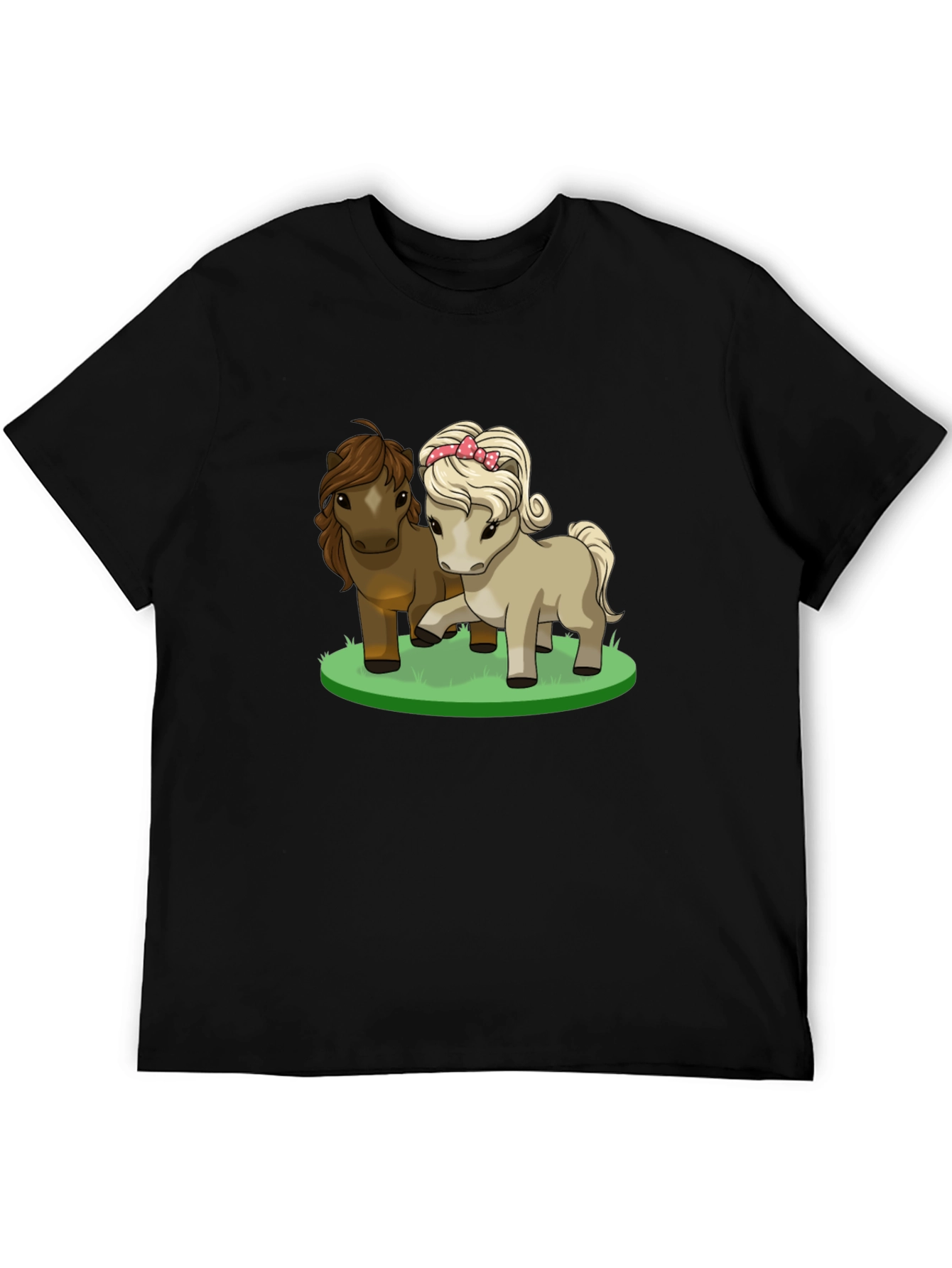 Cute Pony Cartoon Black T-Shirt