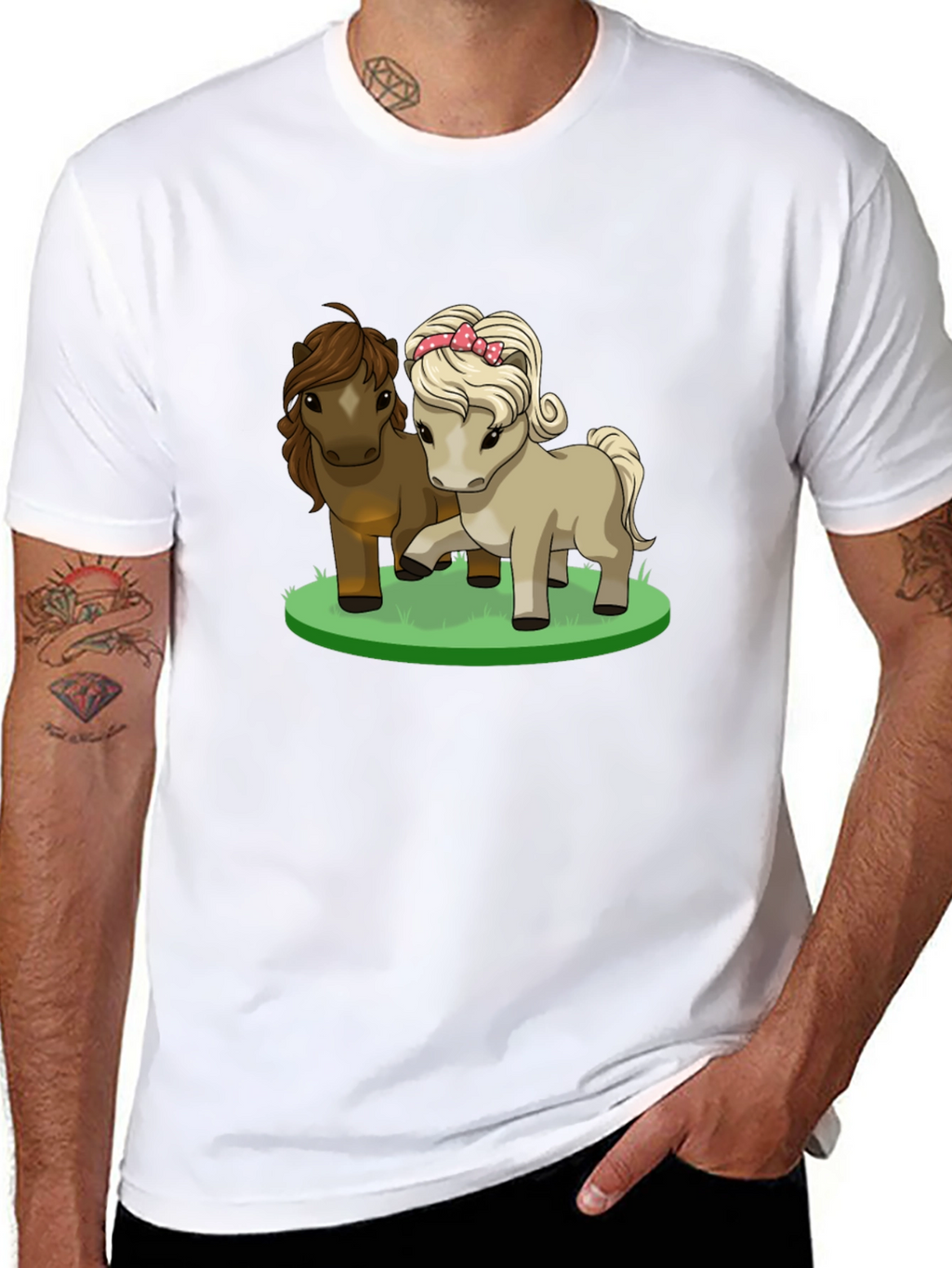 Cute Pony Cartoon Black T-Shirt