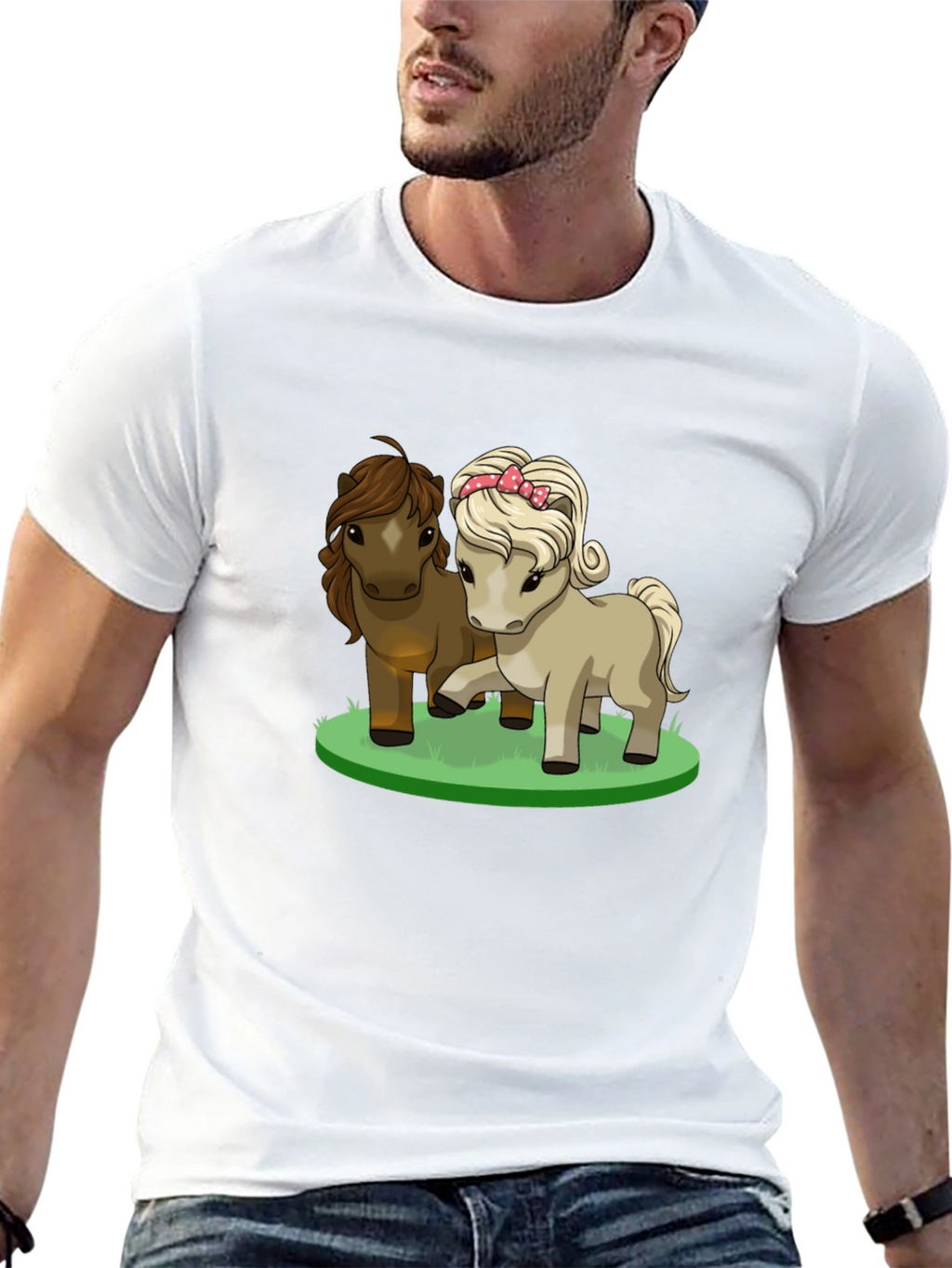 Cute Pony Cartoon Black T-Shirt