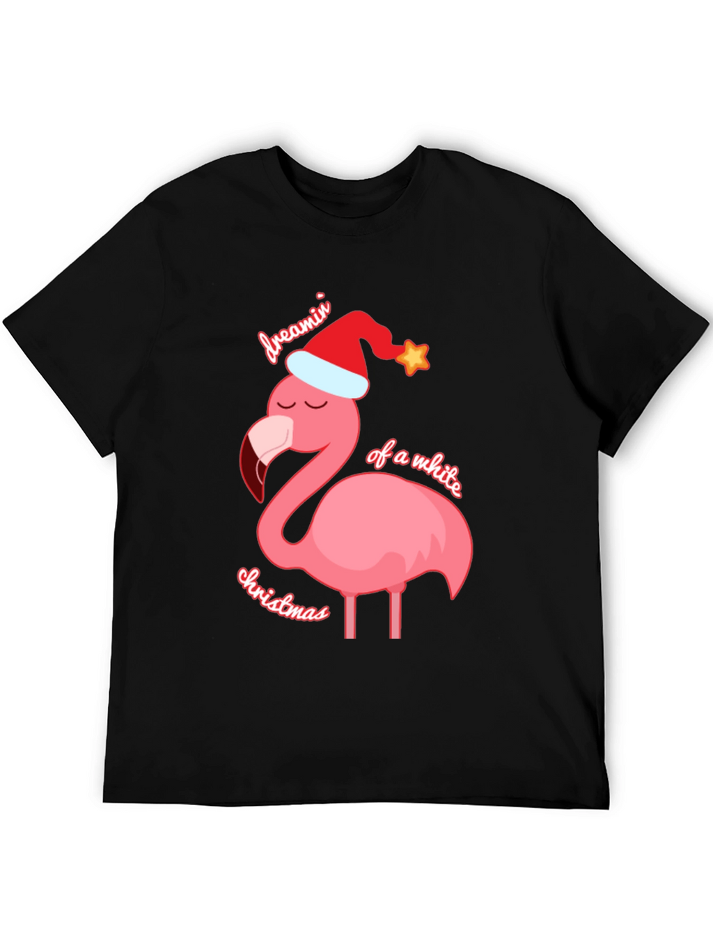 Dreamin of a White Christmas Flamingo T-Shirt