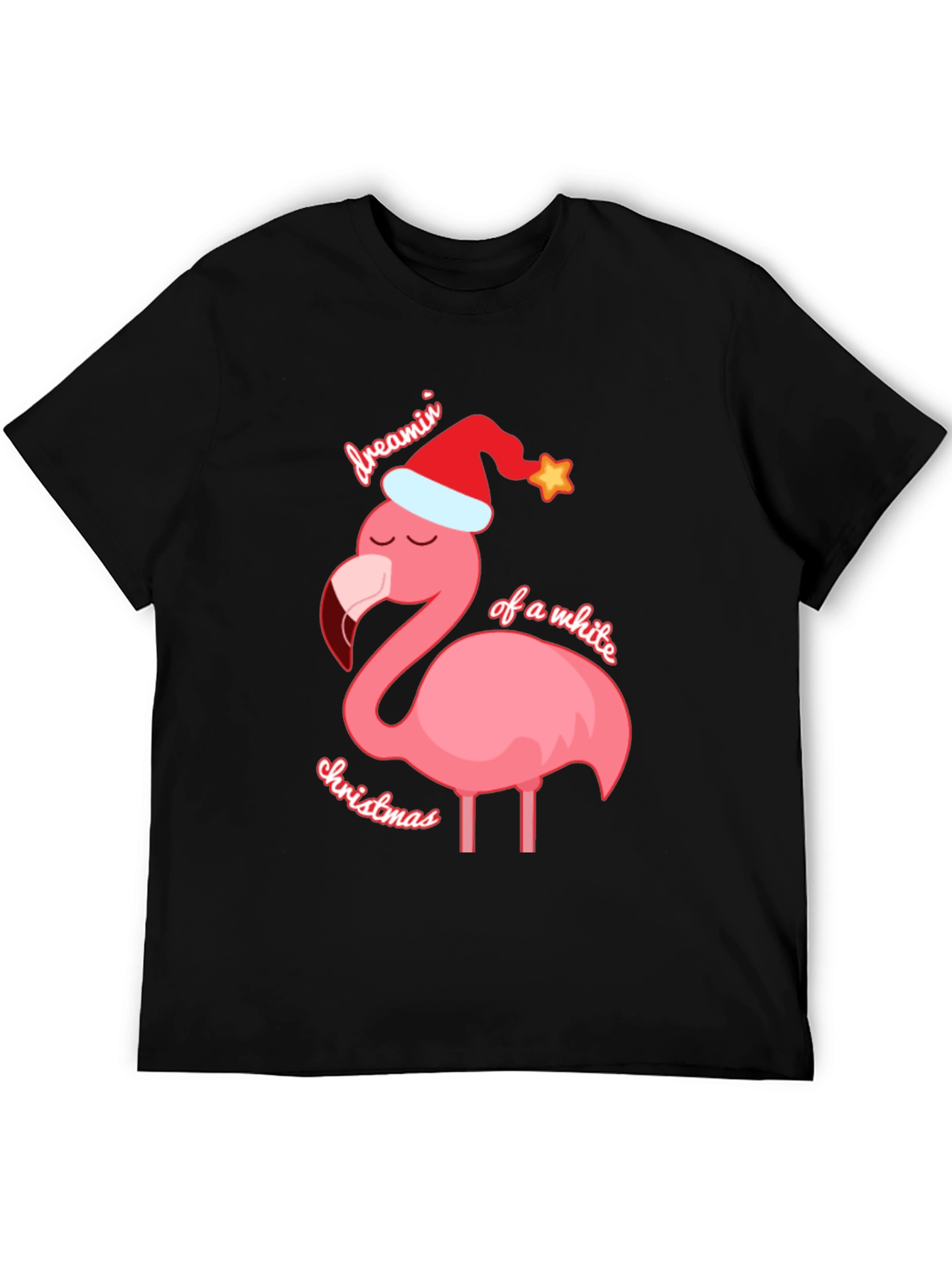 Dreamin of a White Christmas Flamingo T-Shirt