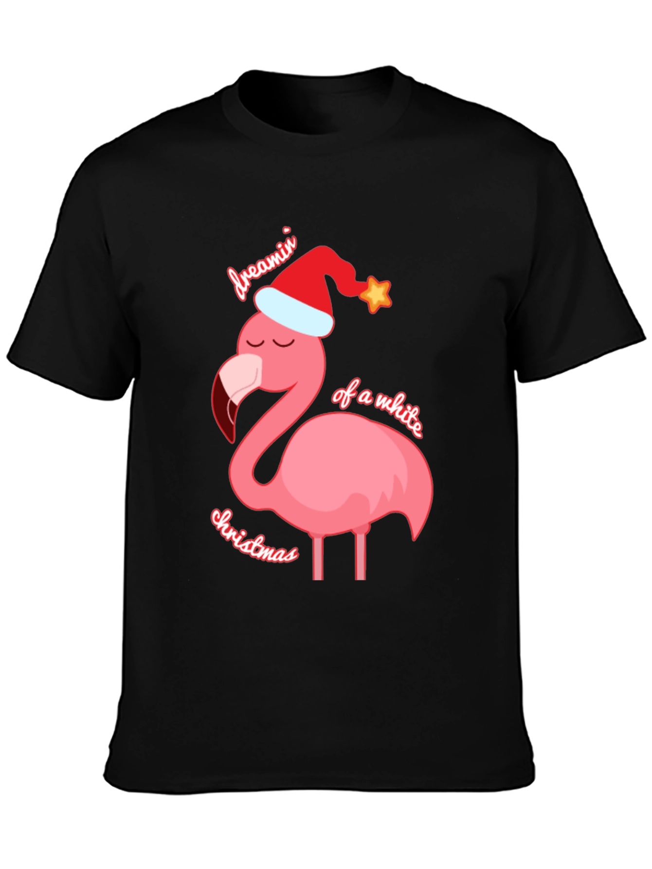 Dreamin of a White Christmas Flamingo T-Shirt