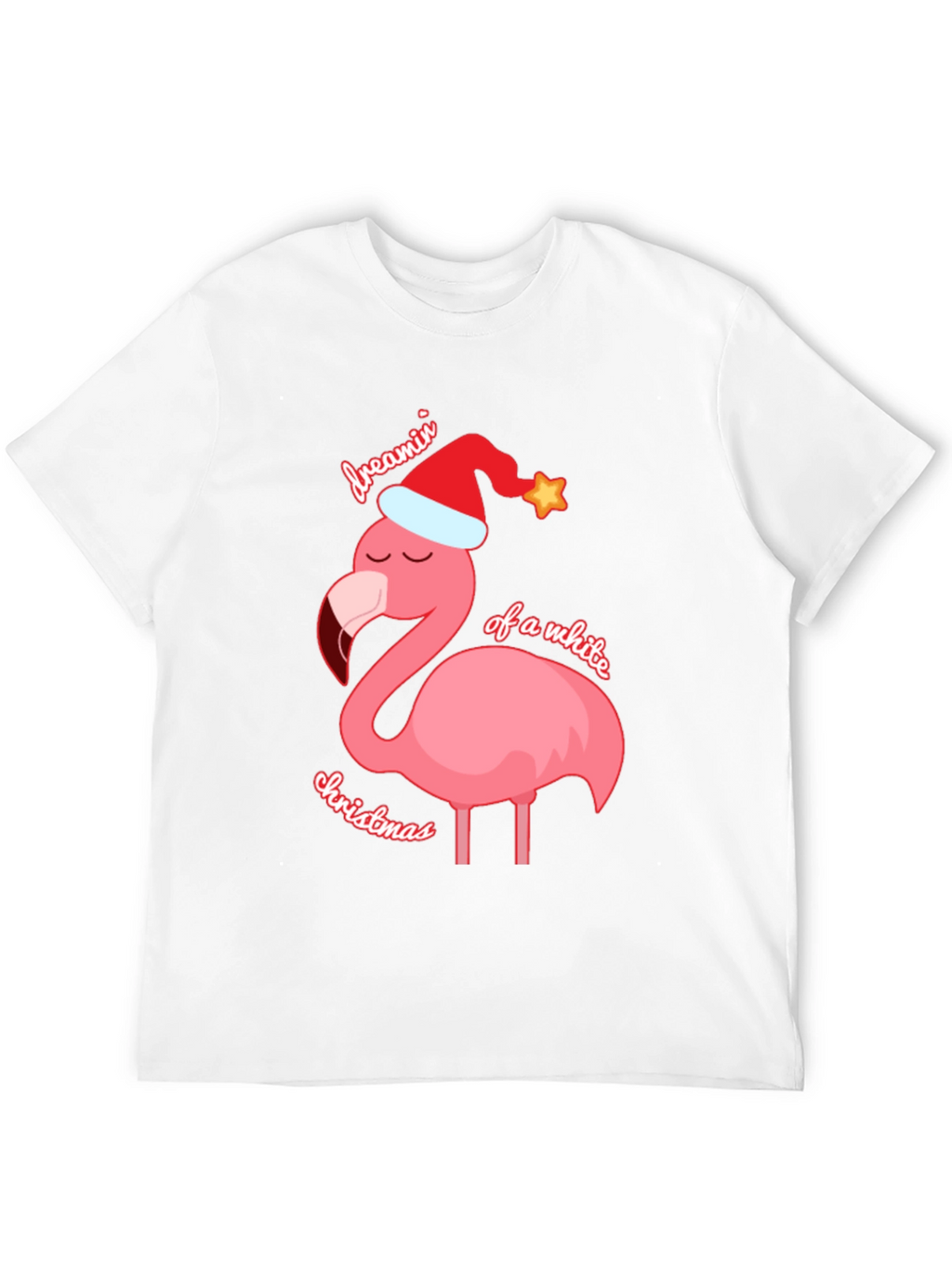 Dreamin of a White Christmas Flamingo T-Shirt