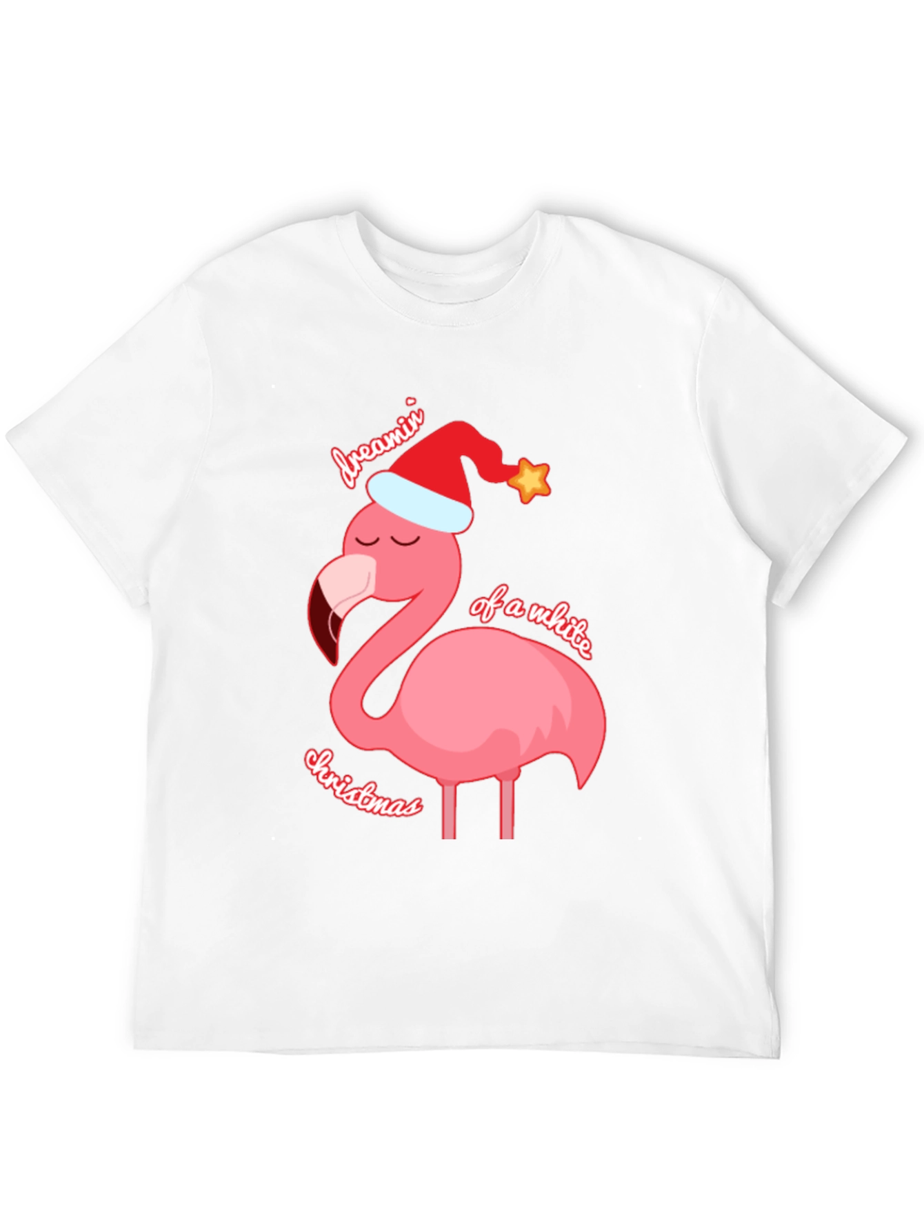 Dreamin of a White Christmas Flamingo T-Shirt