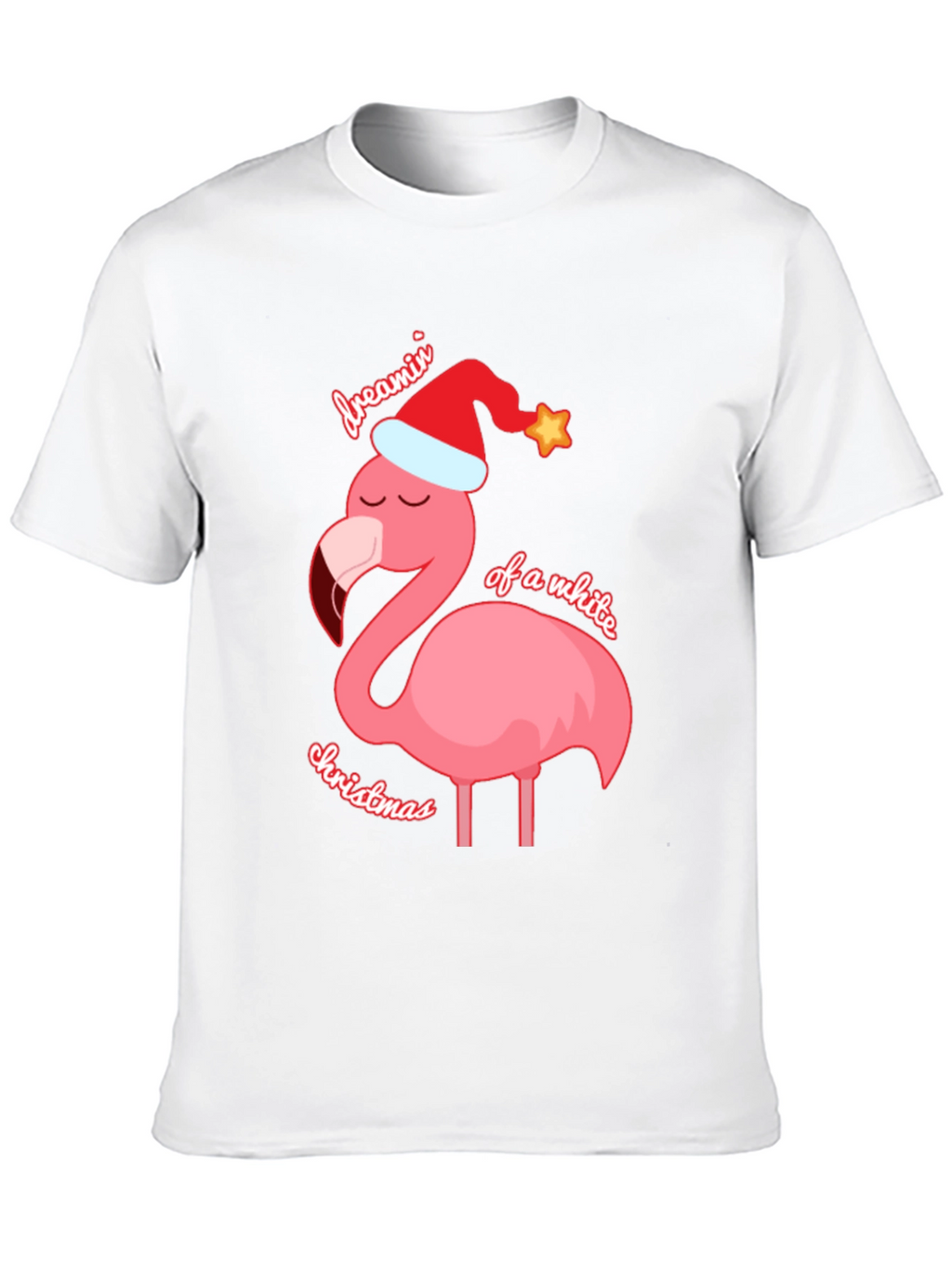 Dreamin of a White Christmas Flamingo T-Shirt