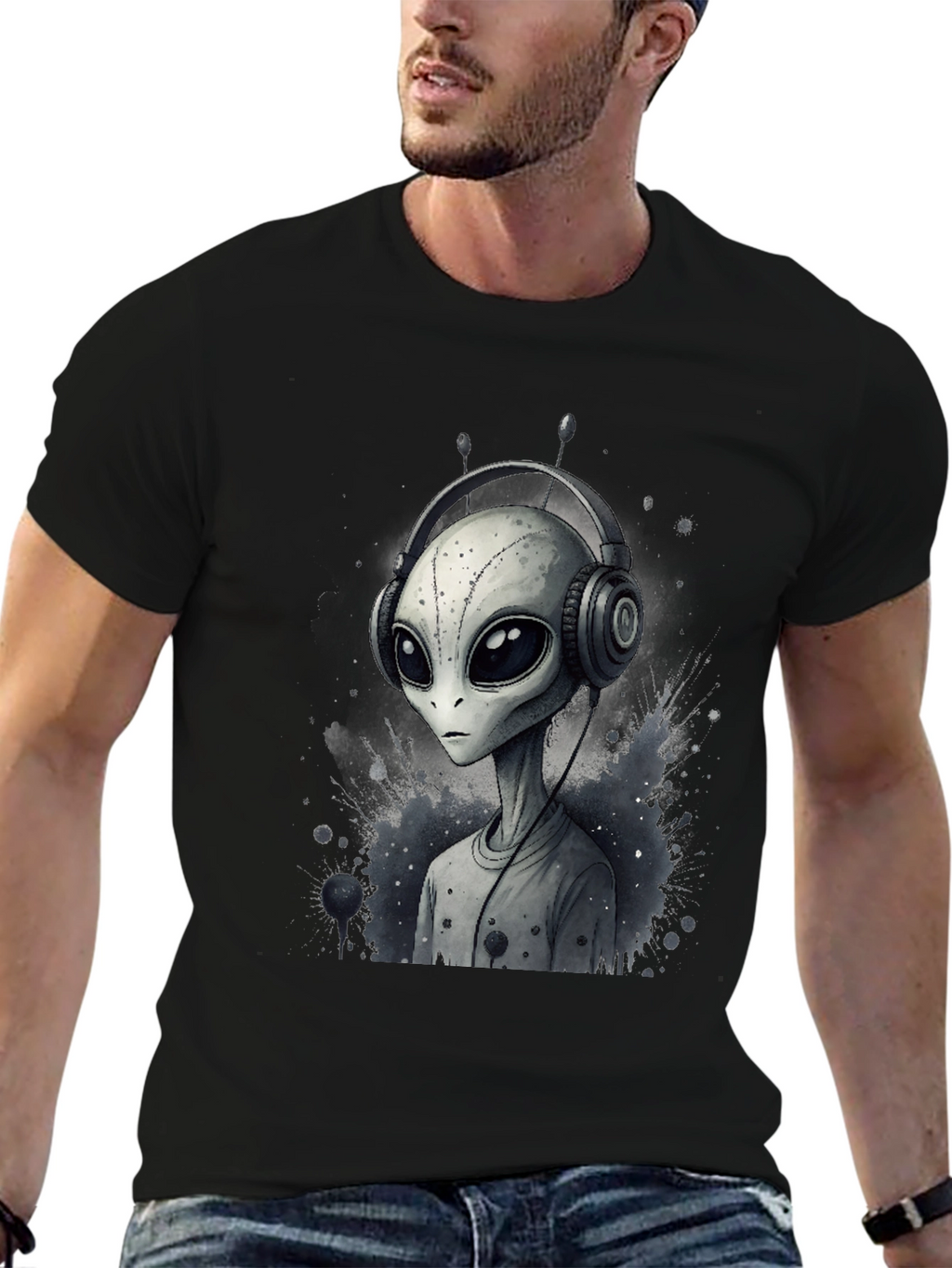 Alien DJ Graphic Tee - Black