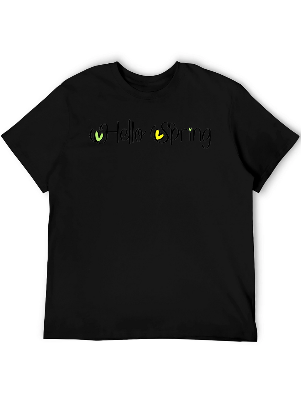 Hello Spring Graphic Tee - Black Cotton T-Shirt