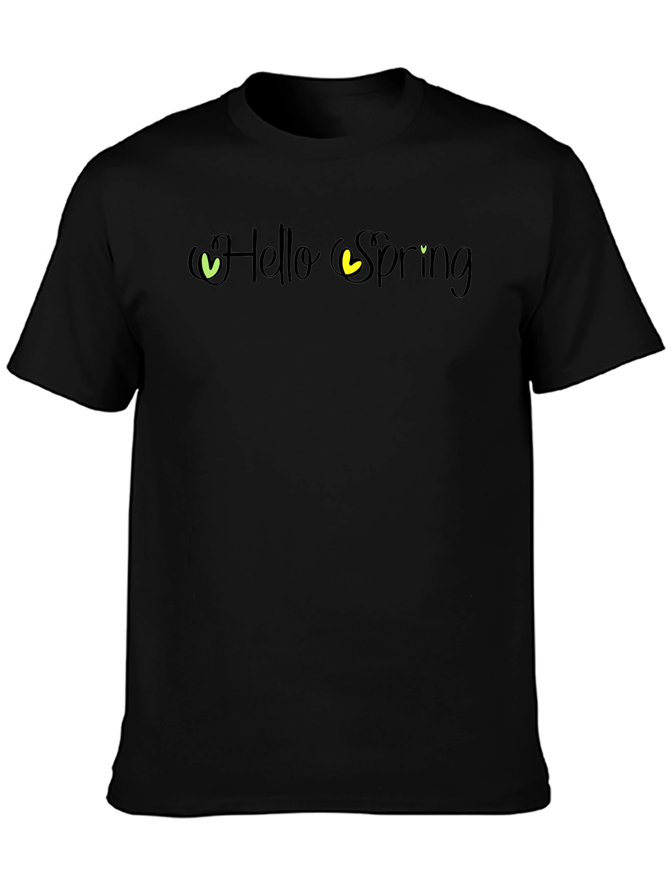 Hello Spring Graphic Tee - Black Cotton T-Shirt