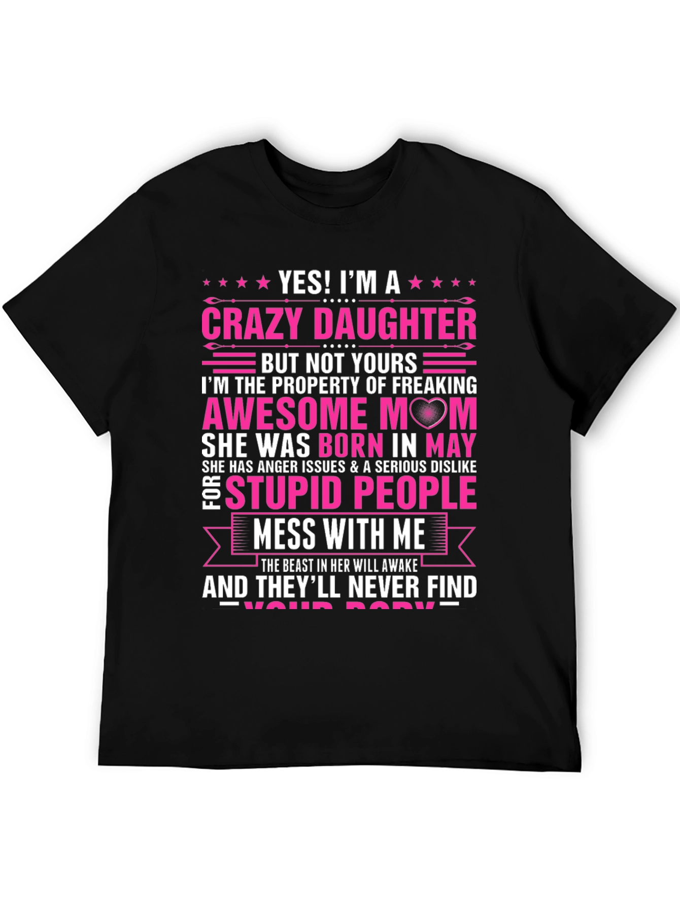 Crazy Daughter Awesome Mom Graphic T-Shirt