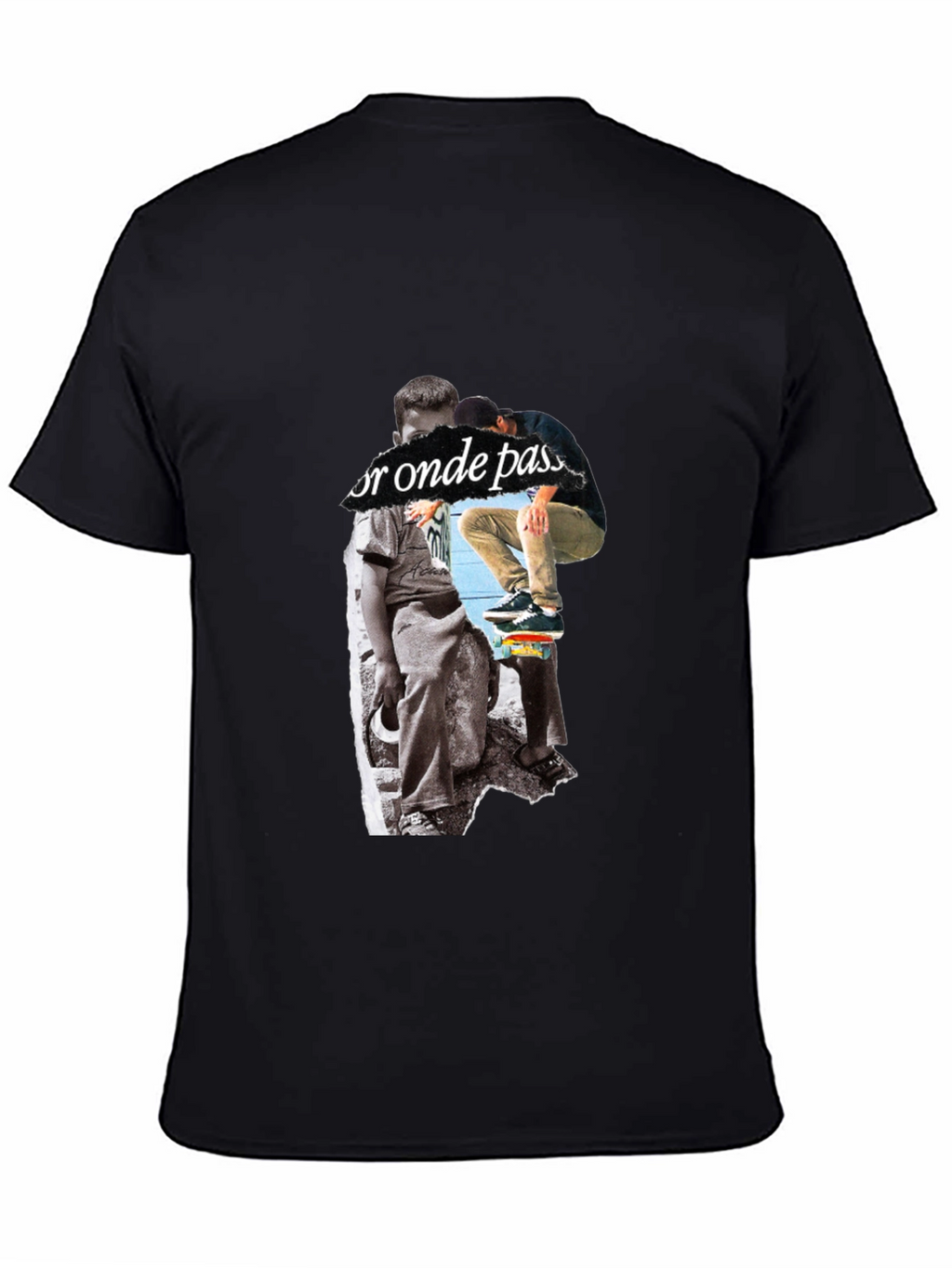 Skateboarding Graphic Print Black T-Shirt