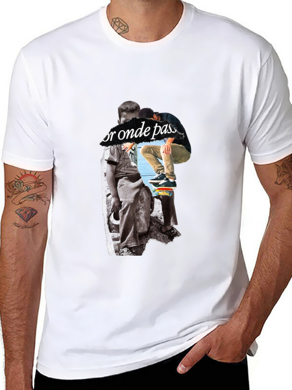 Skateboarding Graphic Print Black T-Shirt