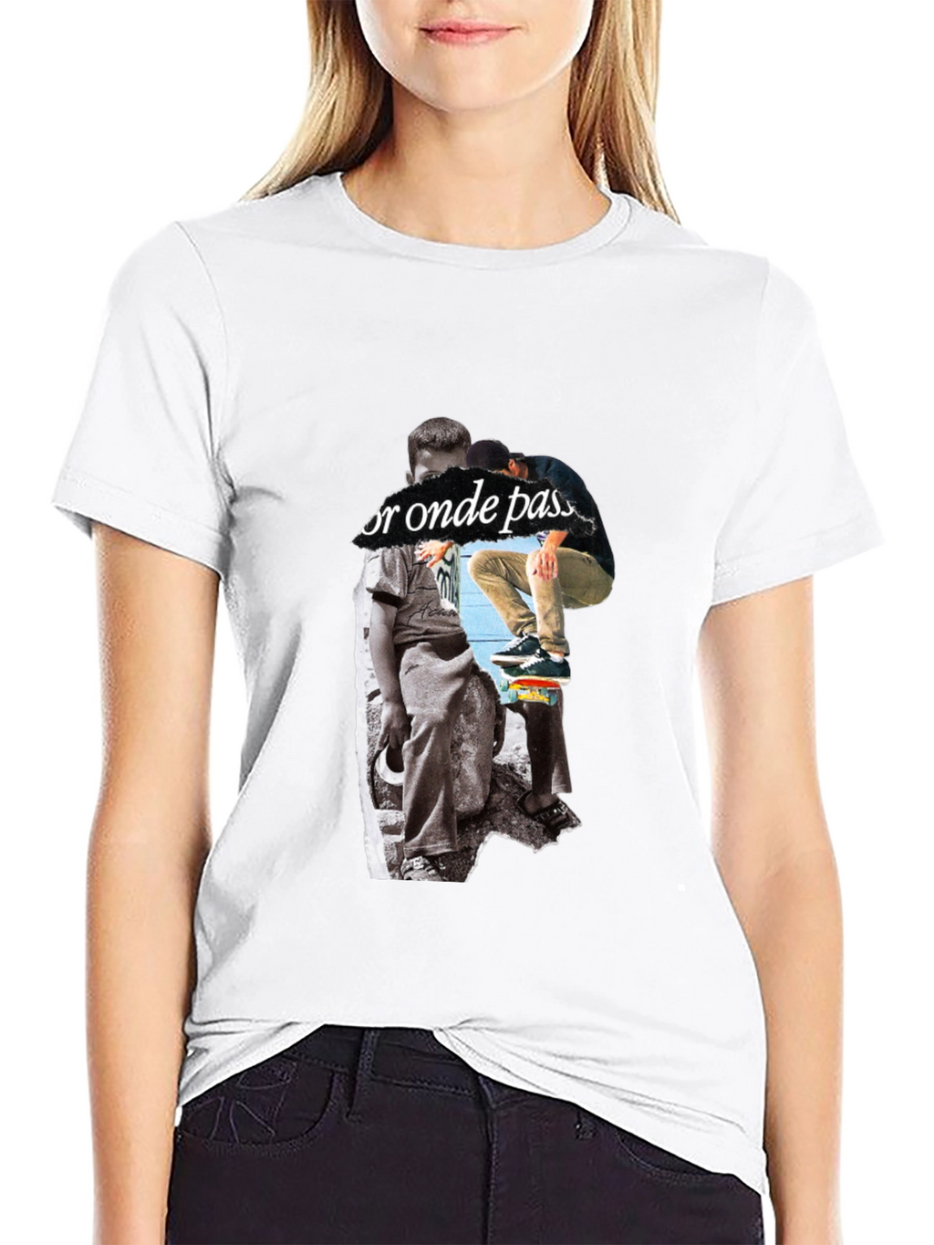 Skateboarding Graphic Print Black T-Shirt