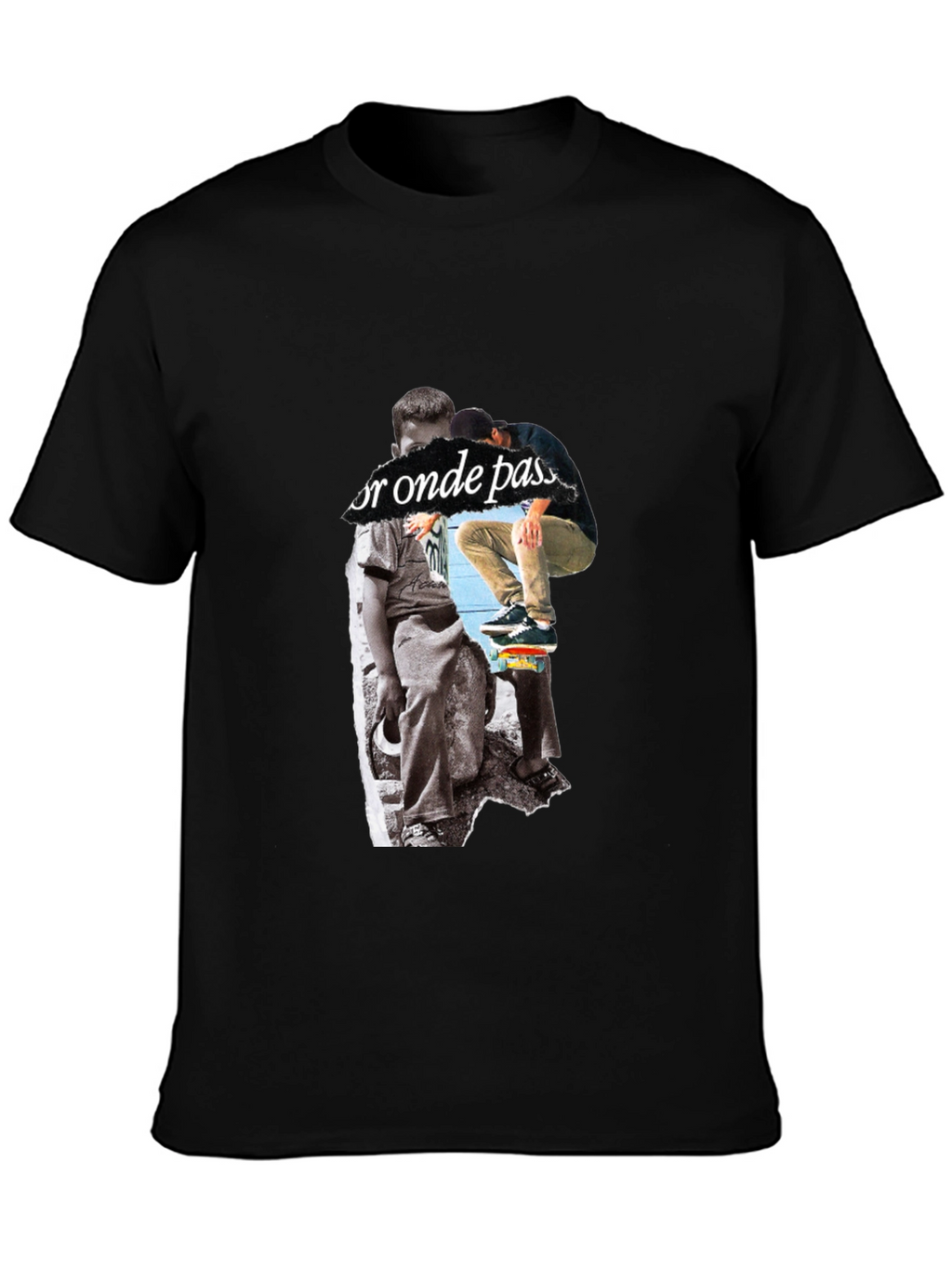 Skateboarding Graphic Print Black T-Shirt