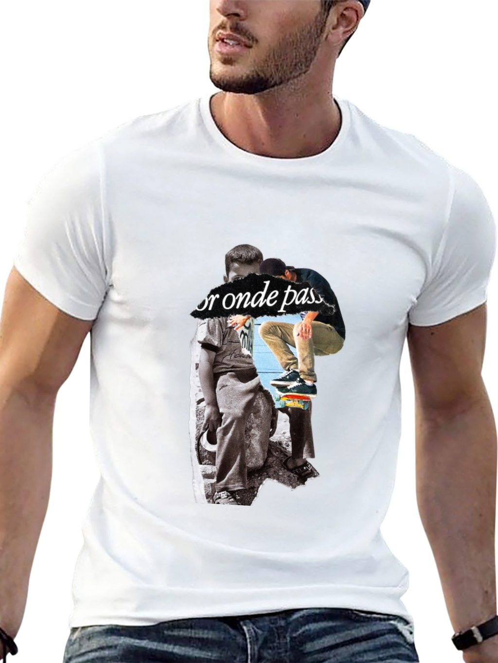 Skateboarding Graphic Print Black T-Shirt